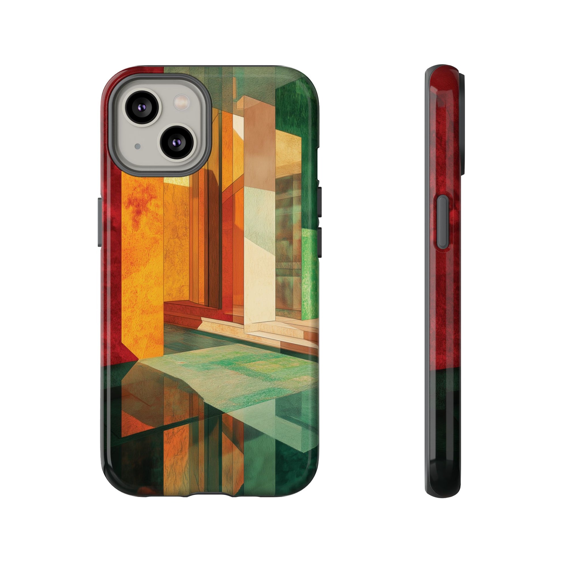 Art Deco Frank Lloyd Wright Inspired Usonian Phone Case Geometric Stained Glass Art Deco Marble Gold 13 14 15 16 iPhone Pro Max Galaxy Pixel