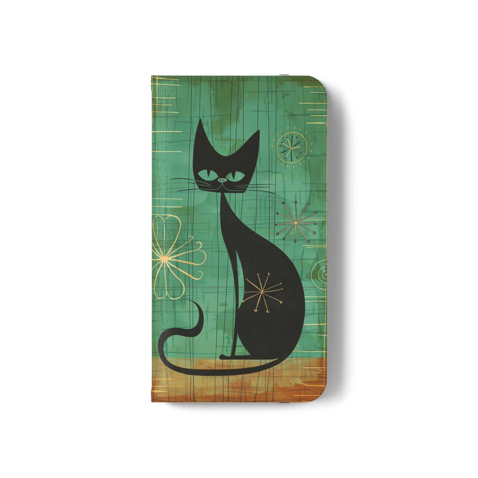 Mid-Century Modern Flip Case, Mid Mod Phone Case, Atomic Cats Case, Retro Chic Smartphone Cover, Android, Apple, Samsung Atomic Cats