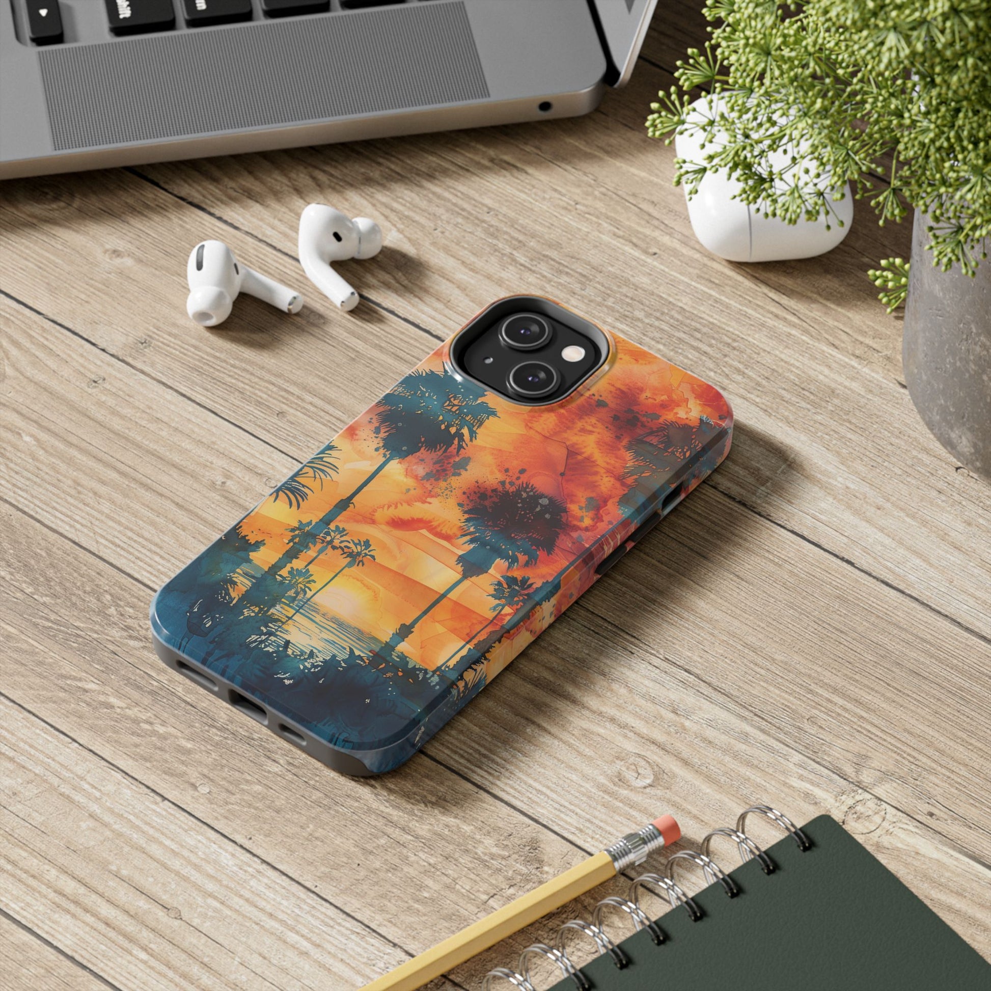 Los Angeles Sunset iPhone Case, Golden Hour Scenic View, Hollywood Hills Sunset Phone Case, Palm Trees Phone Case, iphone 15 pro max case