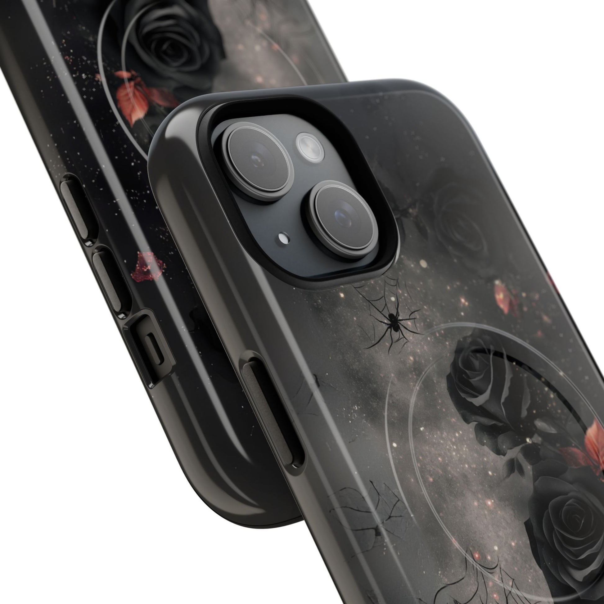 Magsafe Gothic Floral Phone Case Dark Academia Black Roses Spider Webs Butterflies Witchcraft Night Sky iPhone 14 15 Pro Max