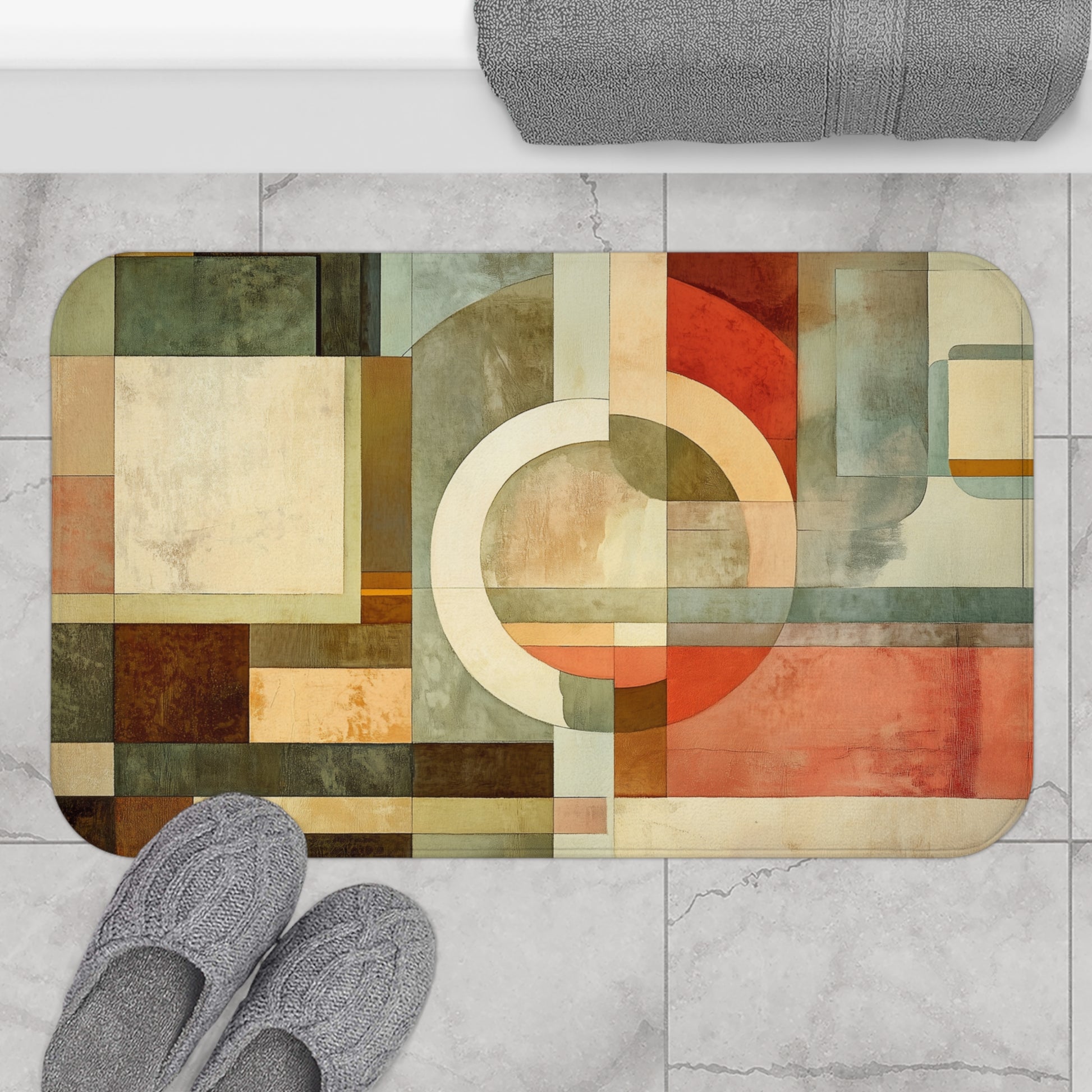 Prairie Style Art Deco Bath Mat Frank Lloyd Wright Geometric Home Decor Bathroom Rug Housewarming Gift Floor Mat Shower Mat