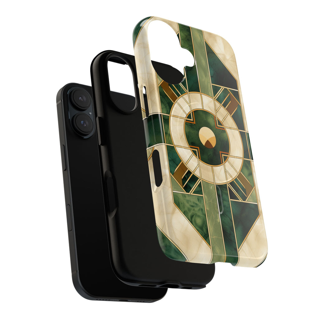 Green Frank Lloyd Wright Magsafe Inspired Case Geometric Elegance Marble Gold Stained Glass Art Deco iPhone 14 15 16 Pro Max Plus MagSafe