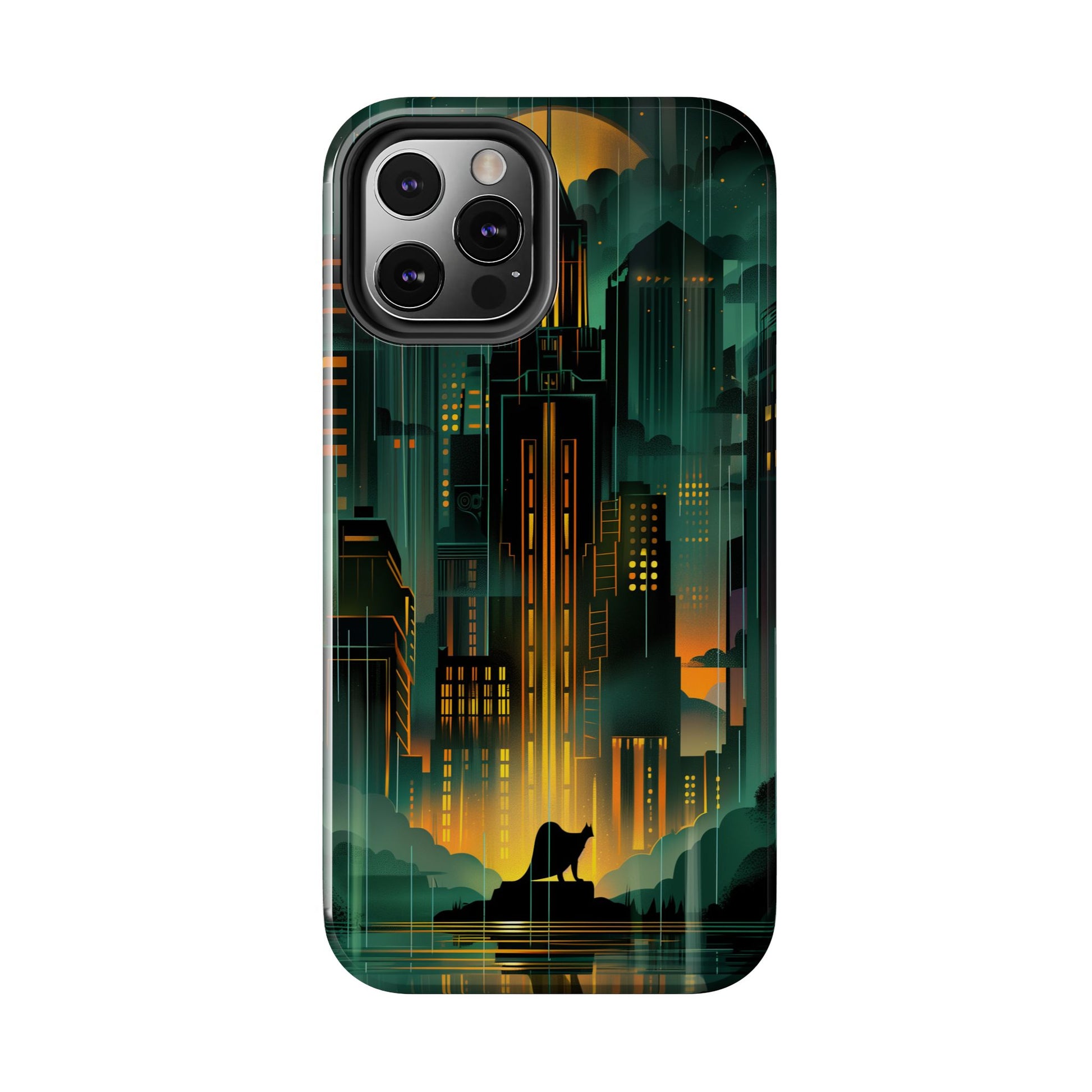 Nighttime Batman Phone Case - Gotham Art Deco Style - Noir Inspired Phone Cover - Dark Knight Accessory