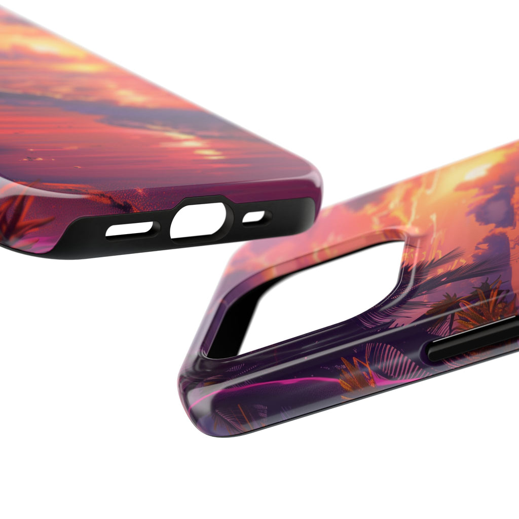 Tough Beach Scene Sunrise - Durable Case Lisa Frank Inspired Beach Art - Vibrant Beach Design - Colorful Phone Case for Beach Lovers