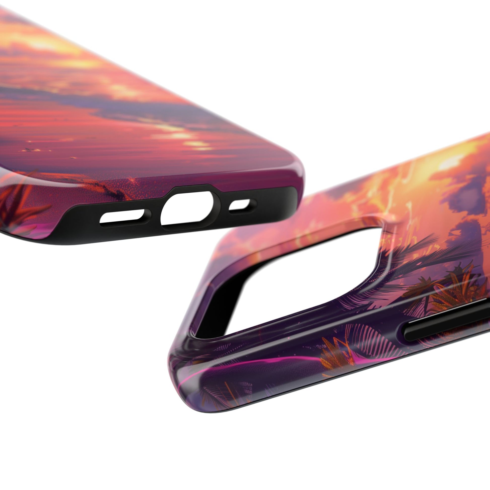 Tough Beach Scene Sunrise - Durable Case Lisa Frank Inspired Beach Art - Vibrant Beach Design - Colorful Phone Case for Beach Lovers