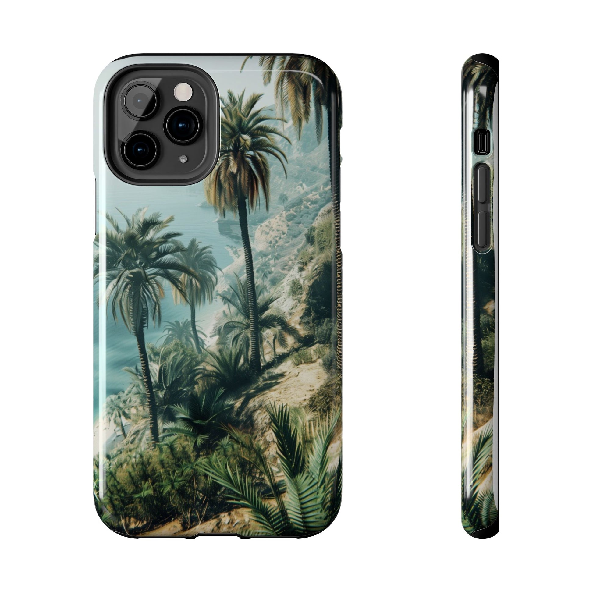 Coastal Breeze: Durable iPhone Case with Ocean View and Palm Trees