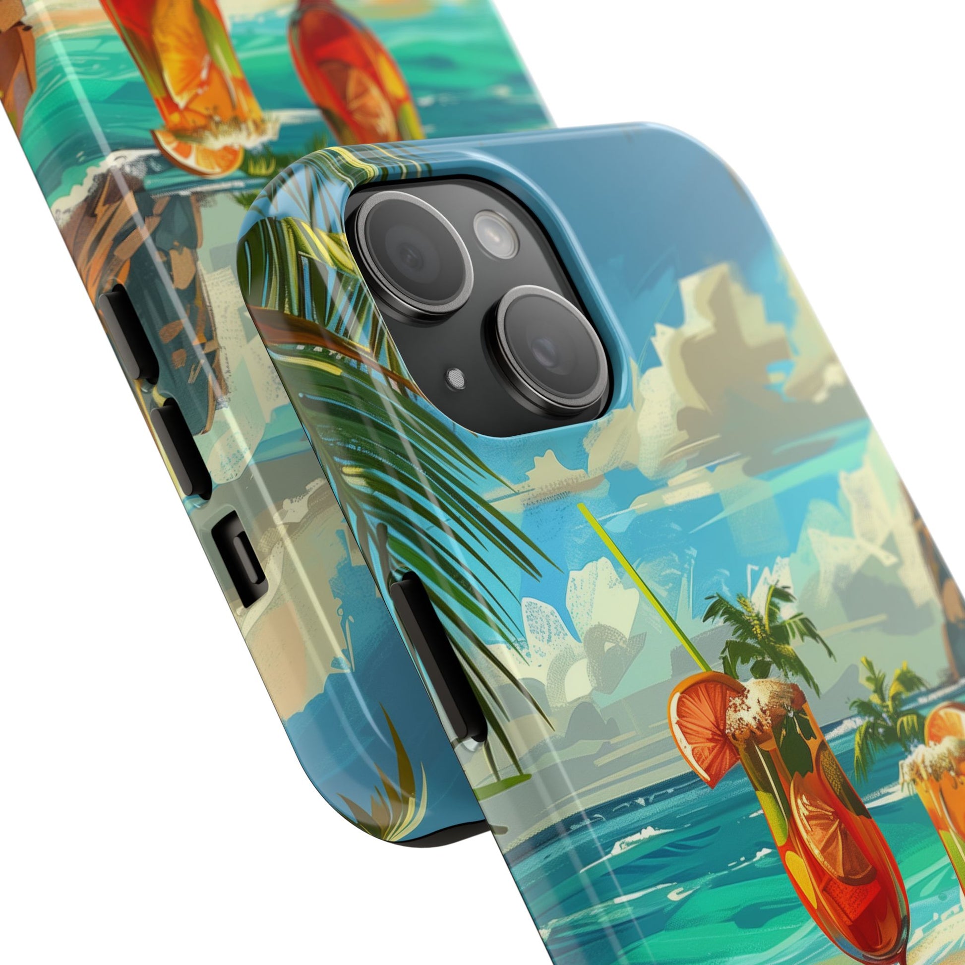 Retro Beach Scene Phone Case, Vintage Tropical Ocean iPhone Case, Summer Beach Phone Cover for iPhone, iphone 15 pro max
