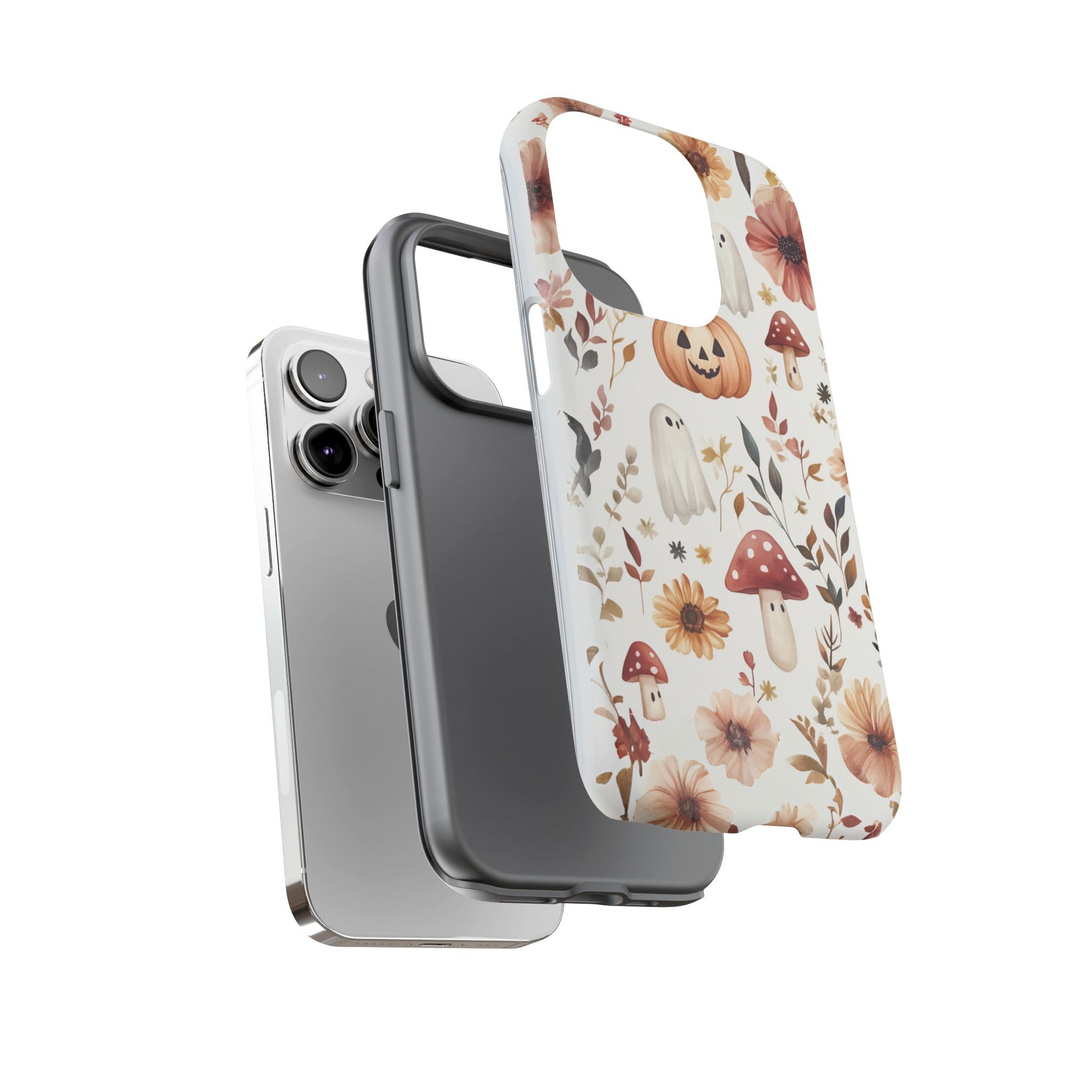 Cottagecore Fall Floral Phone Case for iPhone Samsung Pixel Autumn Pumpkin Tough Case iPhone 16 15 14 13 Pro Max