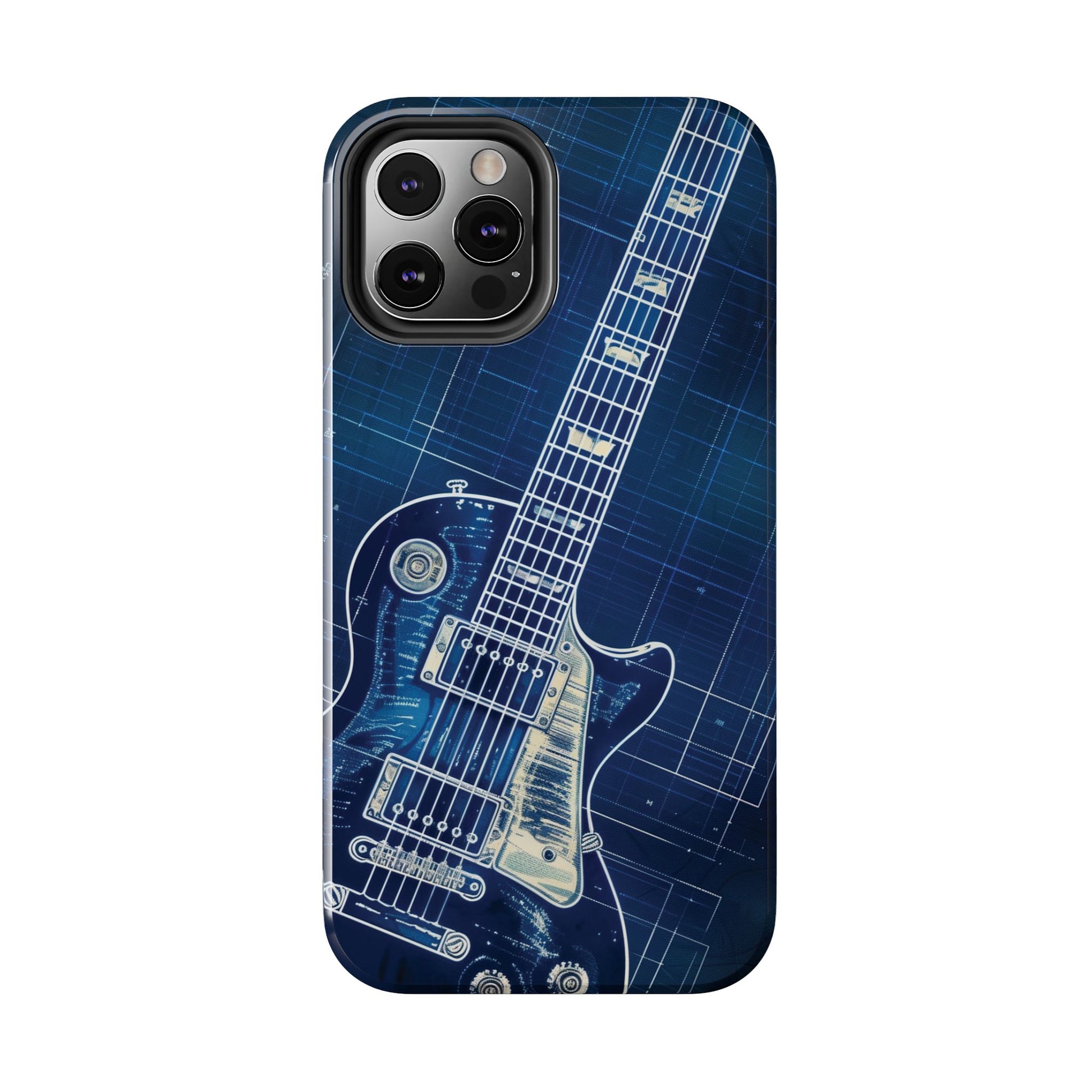 Guitar Phone Case, Guitar Blueprint iPhone Cover, Vintage Guitar Design, Custom iPhone Covers, Rock Music Phone Accessories, Musician Gift
