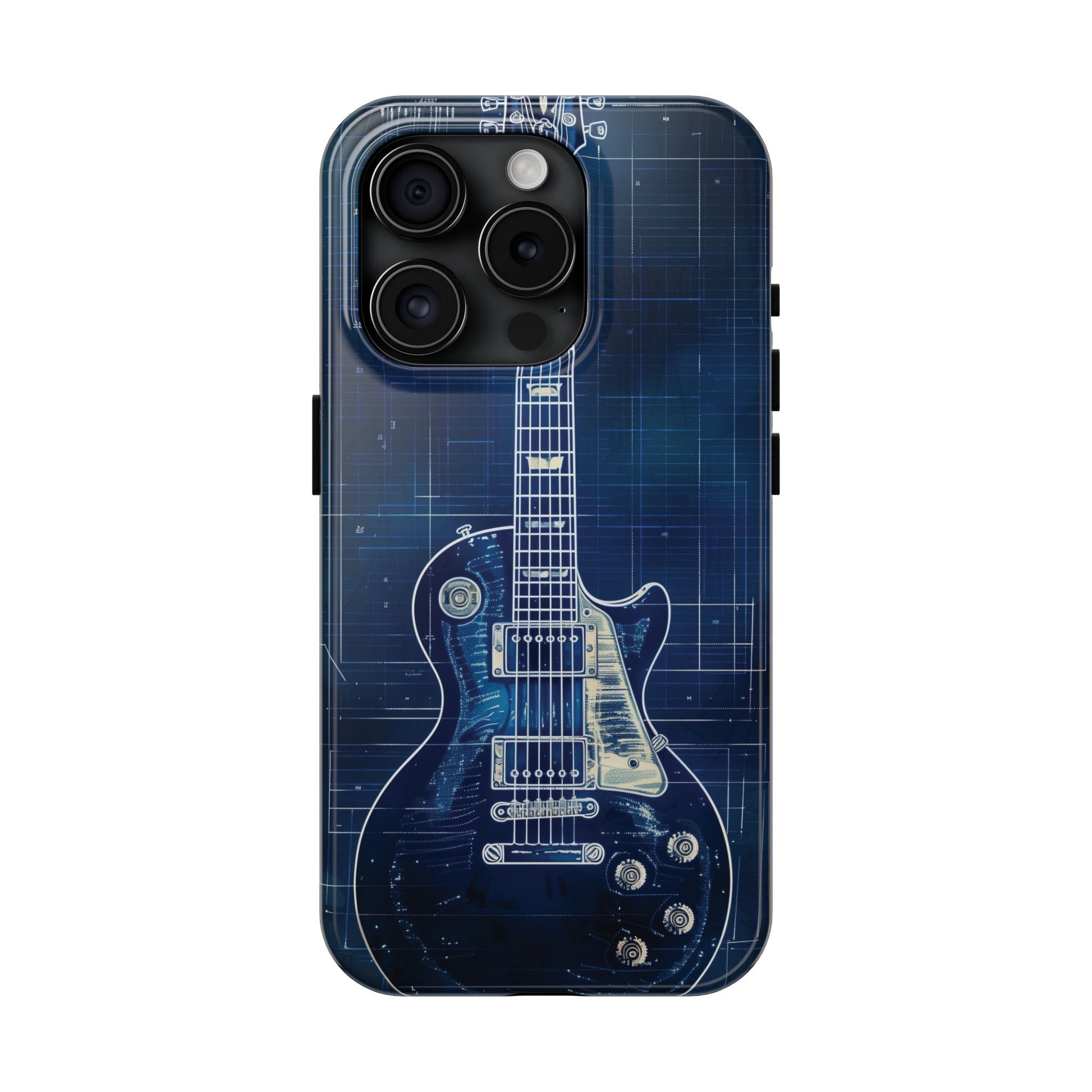 Guitar Phone Case, Guitar Blueprint iPhone Cover, Vintage Guitar Design, Custom iPhone Covers, Rock Music Phone Accessories, Musician Gift