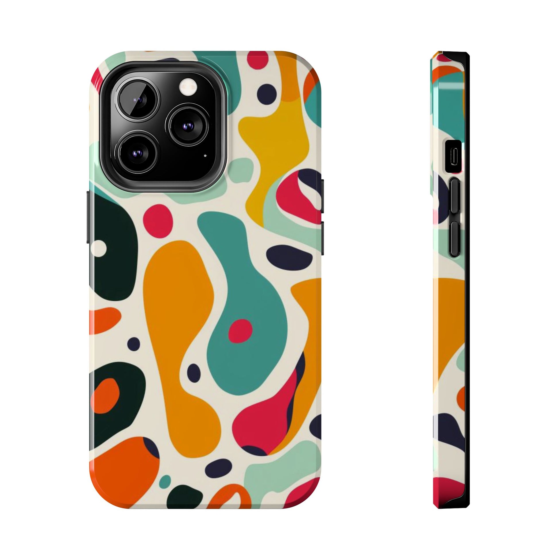 Mid Mod Fun Spots - Colorful Mid Mod Design Durable Phone Case - Vibrant and Stylish iPhone Tough Cover - Fun Retro Protection Accessory