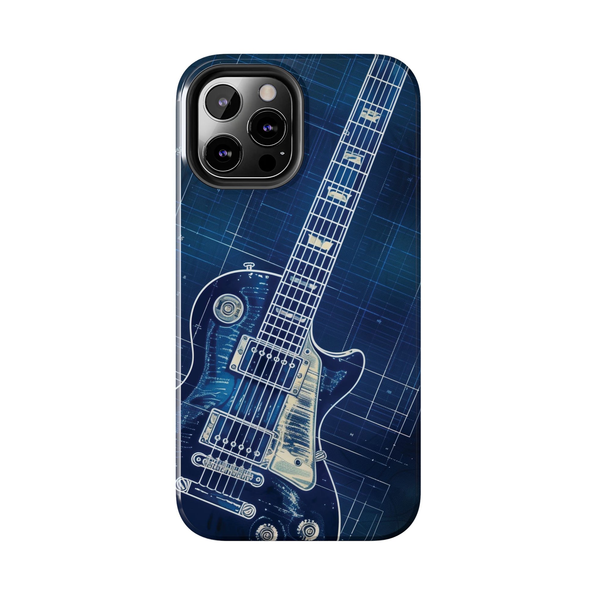 Guitar Phone Case, Guitar Blueprint iPhone Cover, Vintage Guitar Design, Custom iPhone Covers, Rock Music Phone Accessories, Musician Gift