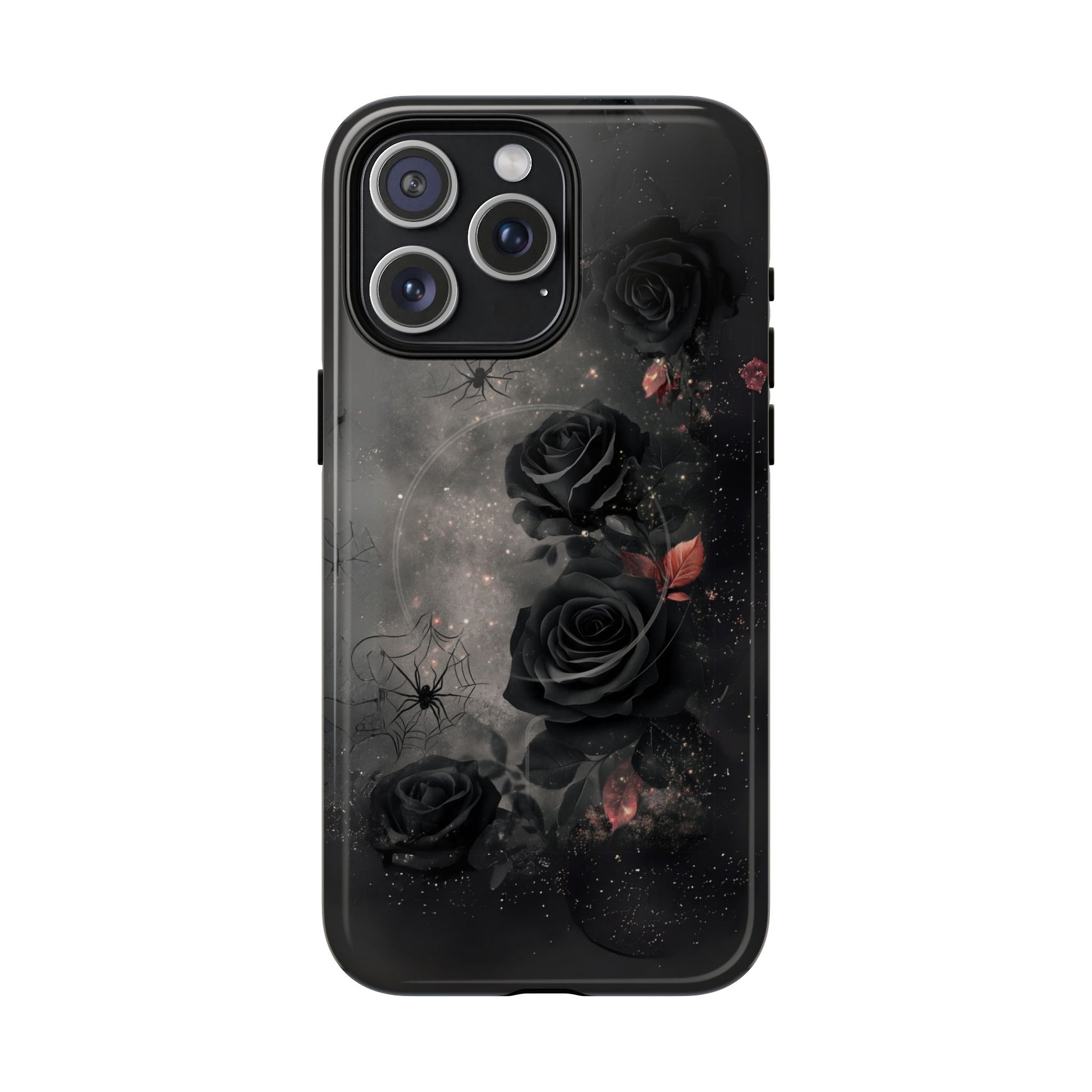 Magsafe Gothic Floral Phone Case Dark Academia Black Roses Spider Webs Butterflies Witchcraft Night Sky iPhone 14 15 Pro Max