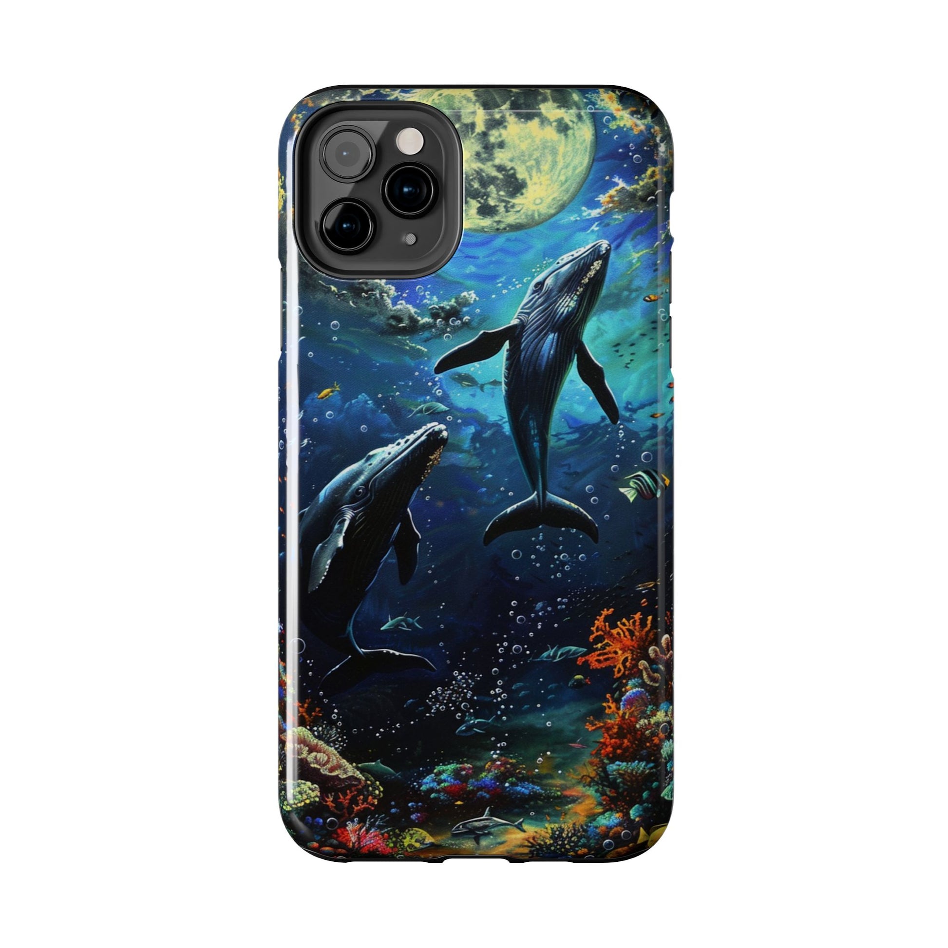 Moonlit Whales Underwater Phone Case - Durable and Stunning Protective Cover
