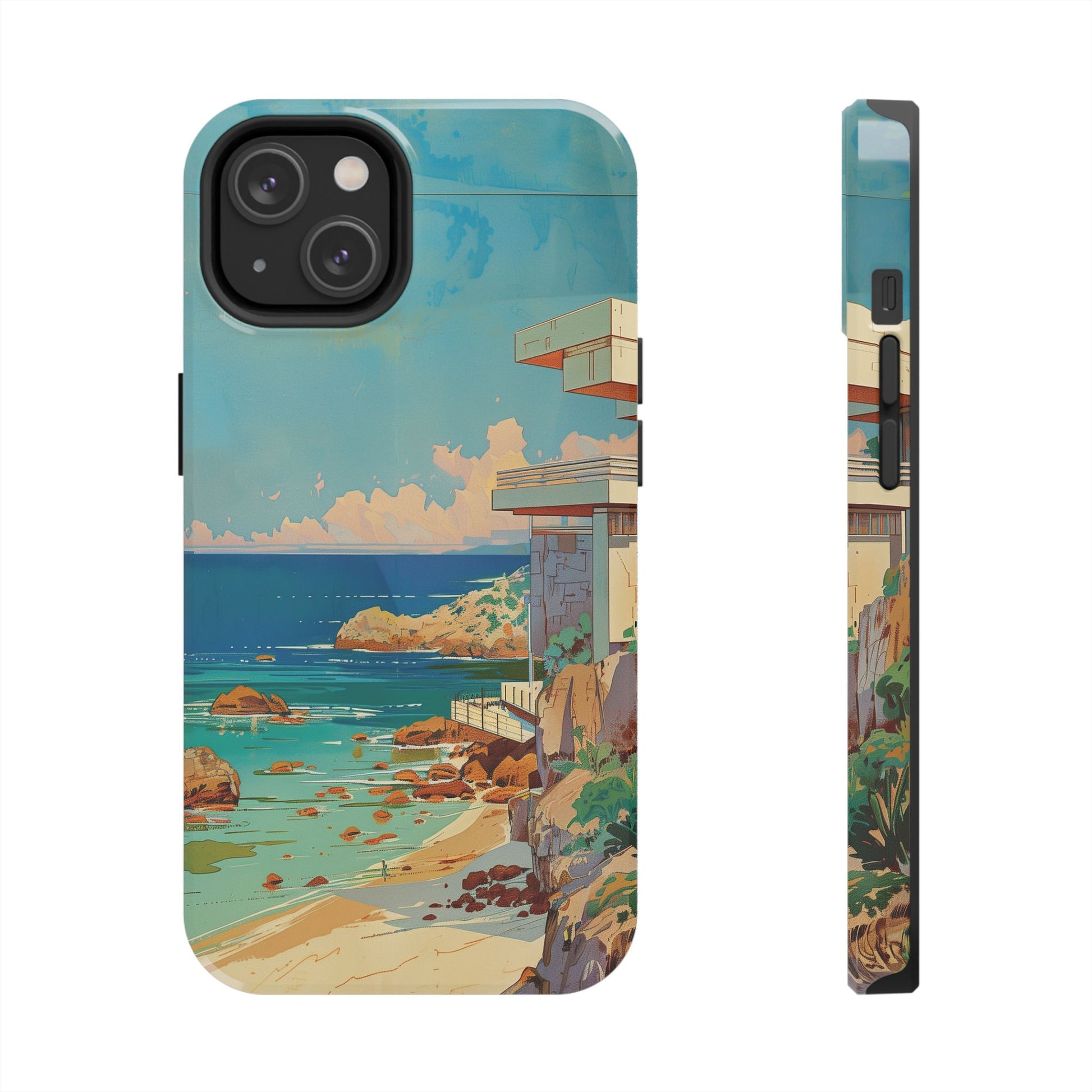 Retro Beach Scene Phone Case, Vintage Tropical Ocean iPhone Case, Summer Beach Phone Cover for iPhone, iphone 15 pro max