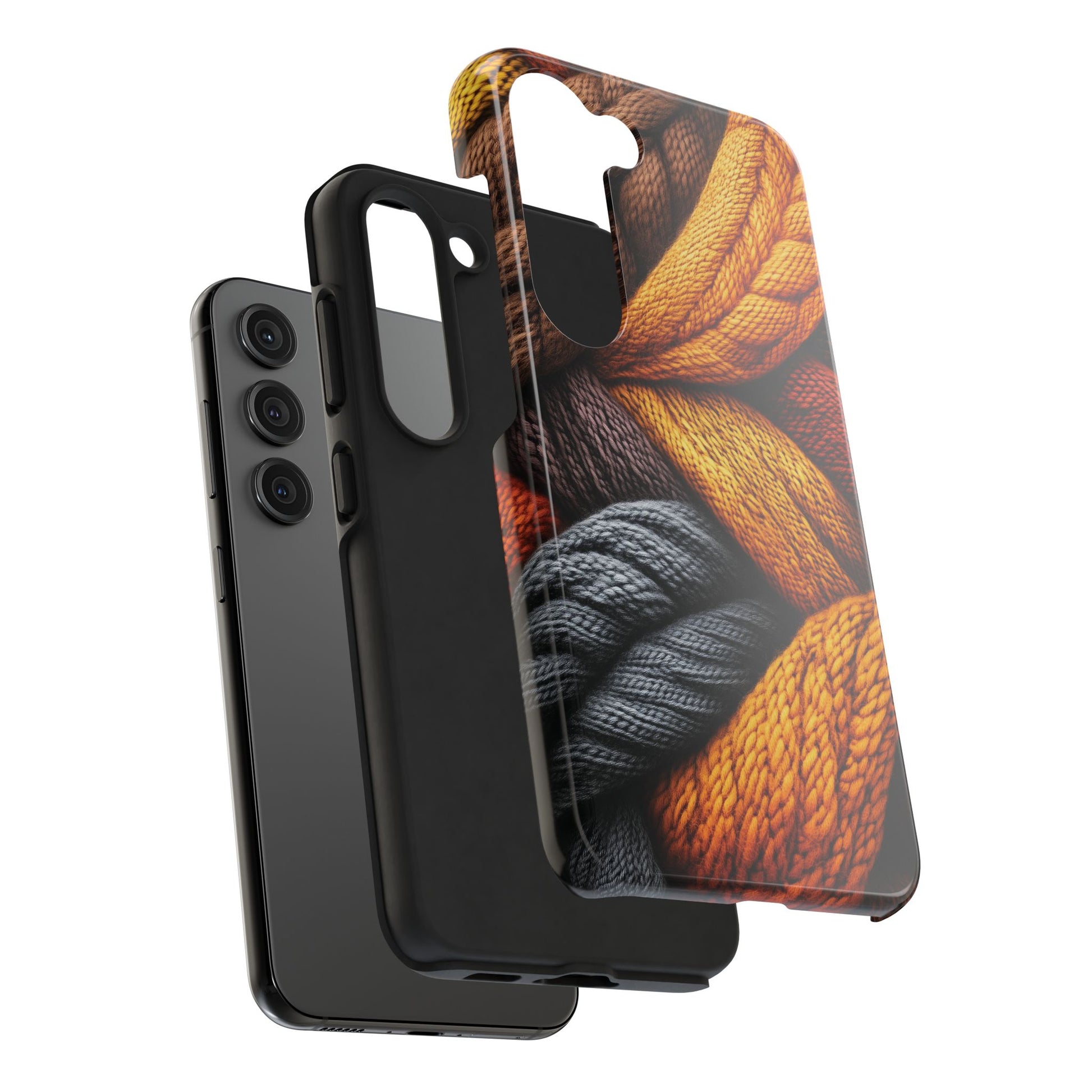 Fall Knit Sweater Cozy Cottagecore Phone Case Boho Embroidered Fall Colors Phone Cover for iPhone 13 14 15 Pro, Samsung Galaxy S22 S23