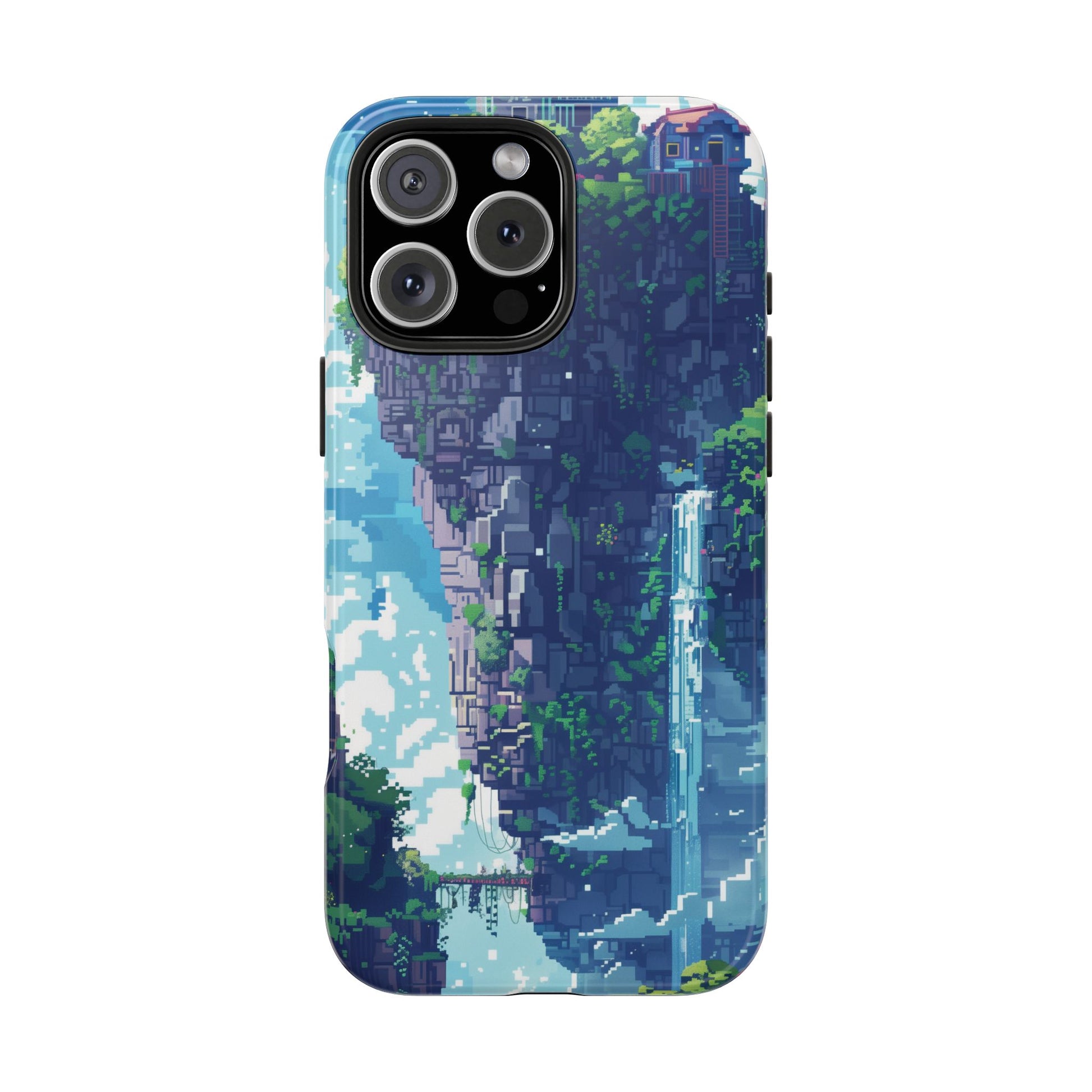 Pixel Art Video Game Landscapes Phone Case, Retro Gaming Pixelated Design, Geeky Gamer Phone Cover, Unique Video Game Art Accessories