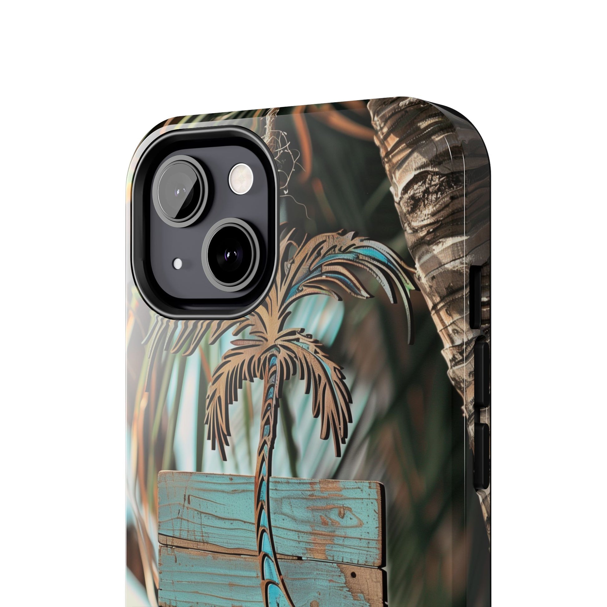 Durable Phone Case with Palm Tree Charm