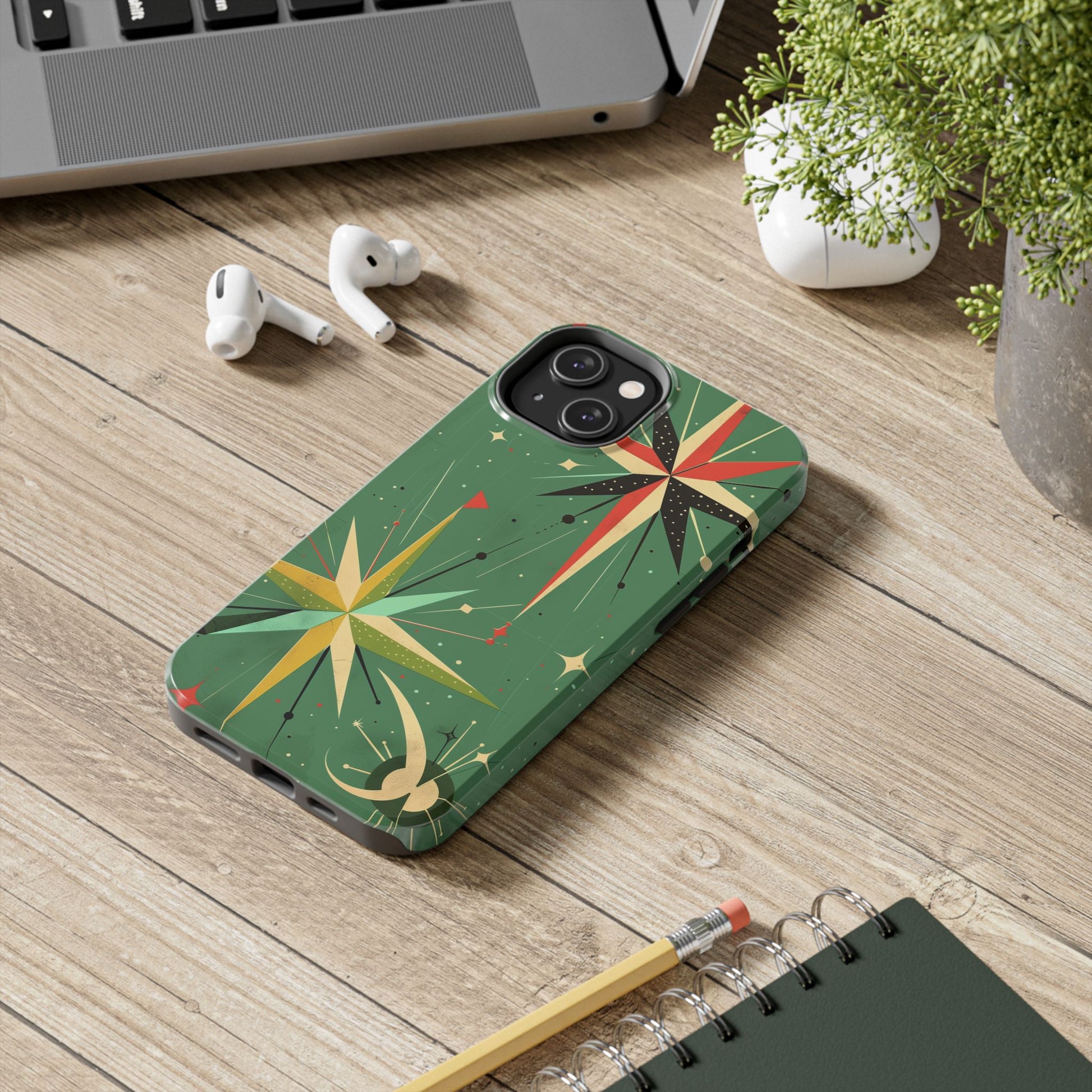 Mid Century Modern Star Design Phone Case, Earth Tone Colors, Retro Style Smartphone Cover, Vintage Phone Case, iPhone 14 Case, Apple iPhone