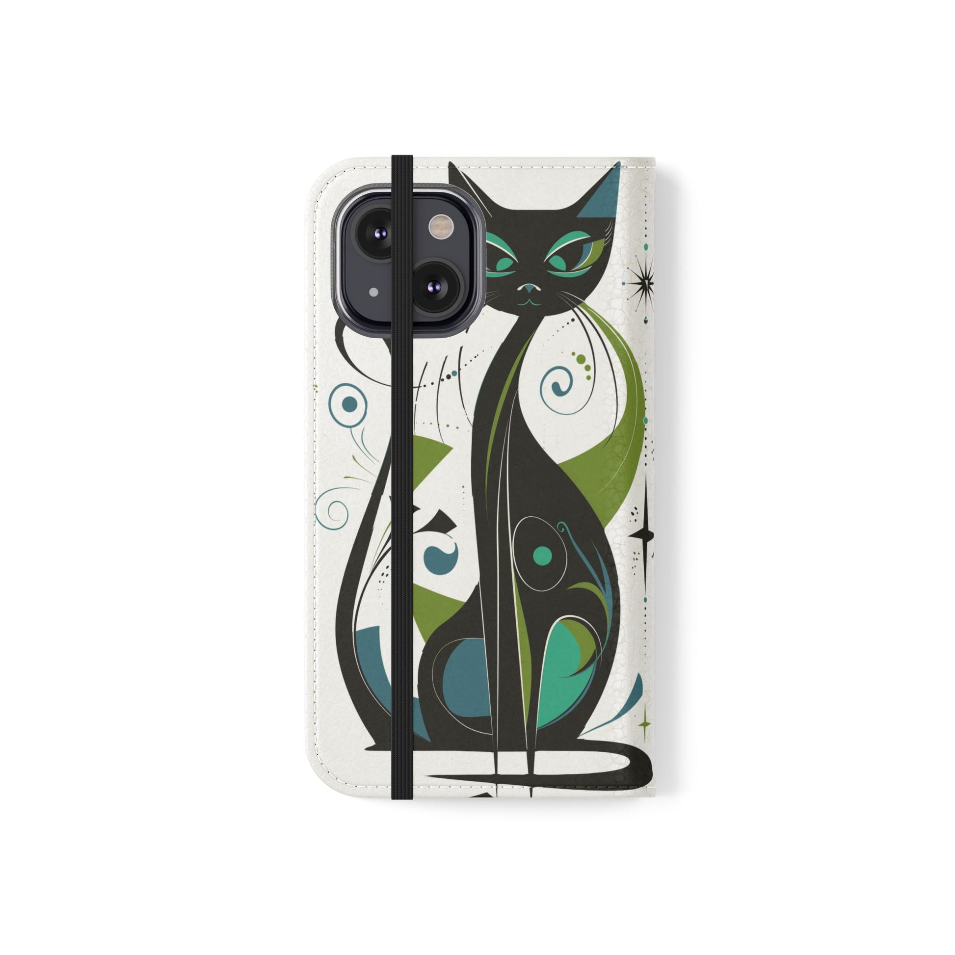 Mid-Century Modern Flip Case, Mid Mod Phone Case, Atomic Cats Case, Retro Chic Smartphone Cover, Android, Apple, Samsung Atomic Cats