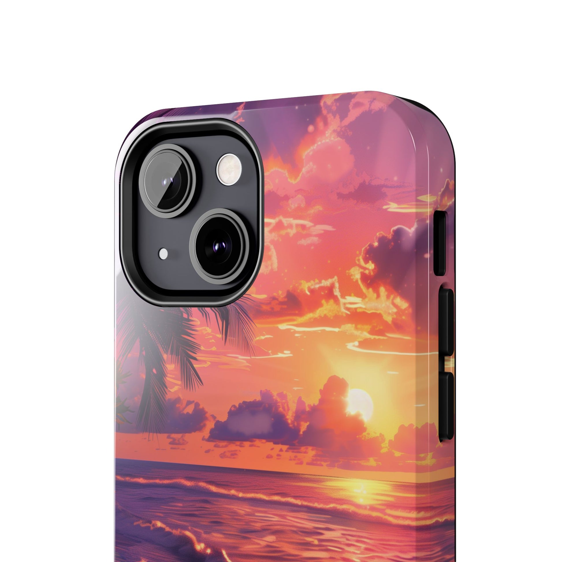Tough Beach Scene Sunrise - Durable Case Lisa Frank Inspired Beach Art - Vibrant Beach Design - Colorful Phone Case for Beach Lovers