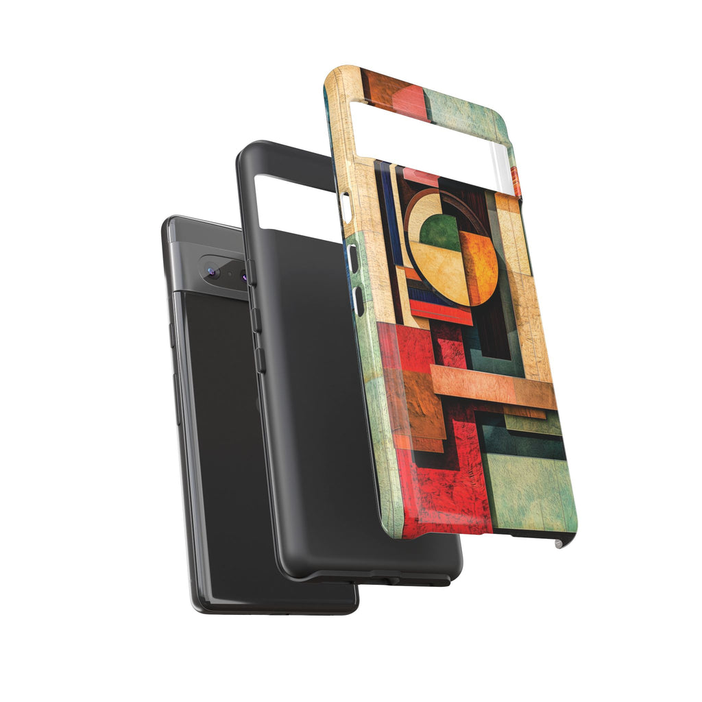 Tan Prairie Style Frank Lloyd Wright Usonian Phone Case Geometric Stained Glass Art Deco Marble Gold 13 14 15 16 iPhone Pro Max Galaxy Pixel
