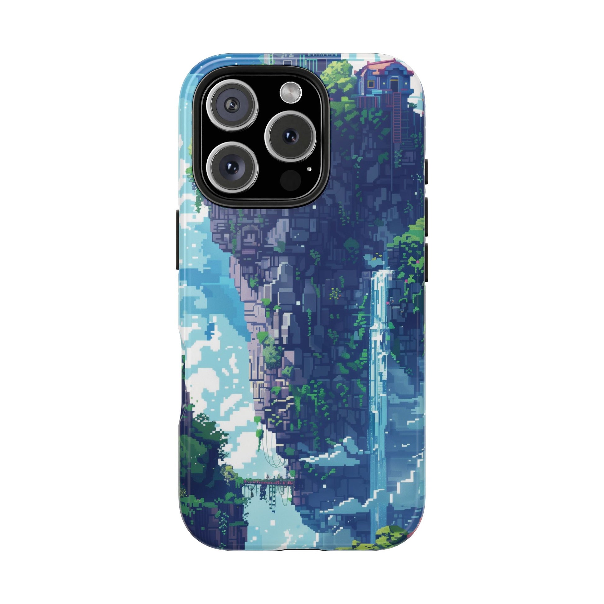 Pixel Art Video Game Landscapes Phone Case, Retro Gaming Pixelated Design, Geeky Gamer Phone Cover, Unique Video Game Art Accessories