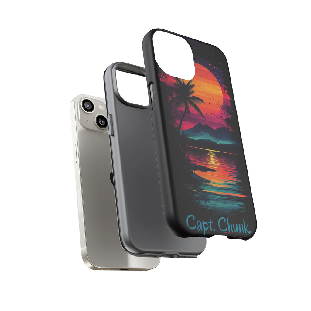 Custom Personalized Retro Palm Tree Sunset Phone Case iPhone 14 15 16 Pro Max Galaxy S24 Google Pixel Mountain Beach Fantasy Surfing Neon