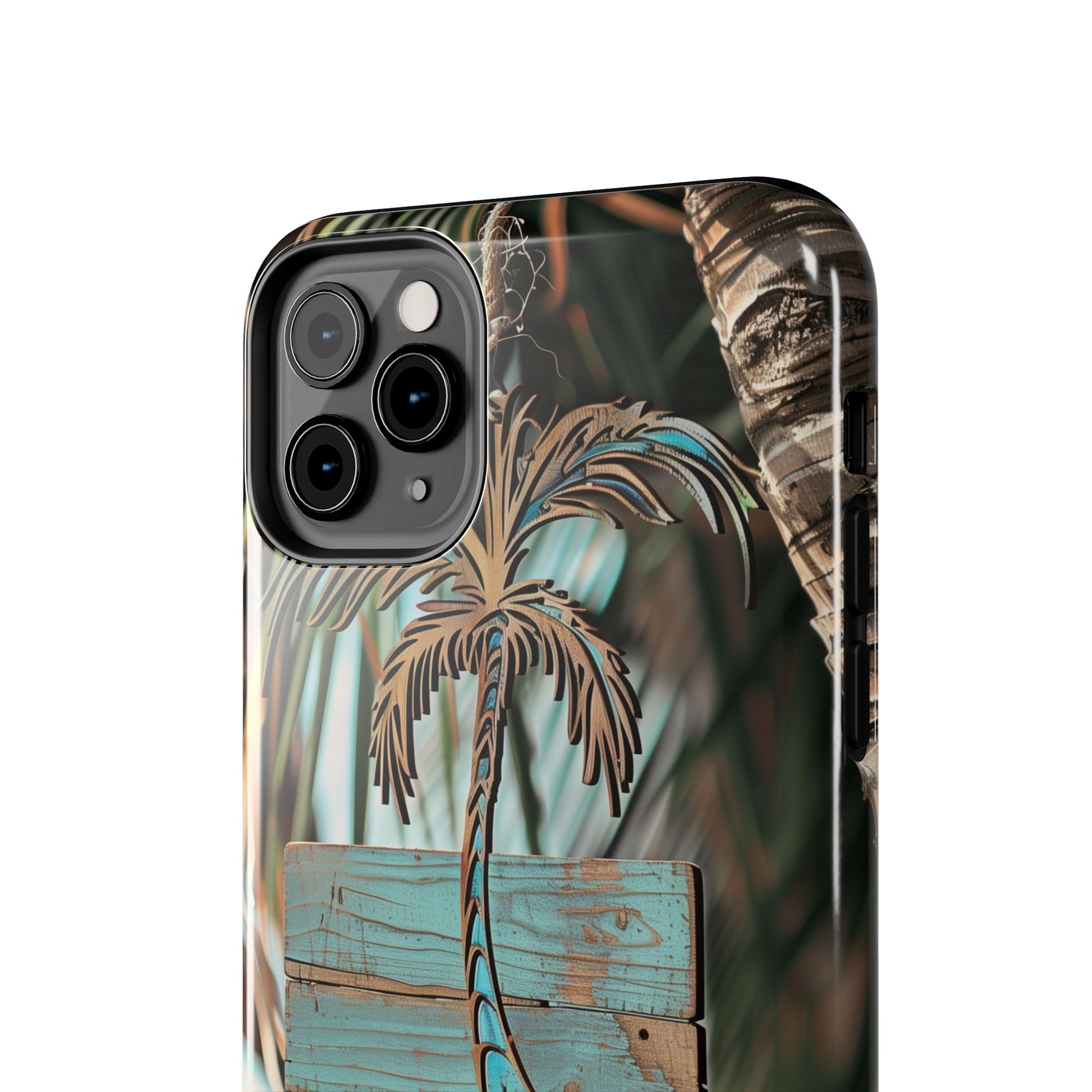 Durable Phone Case with Palm Tree Charm