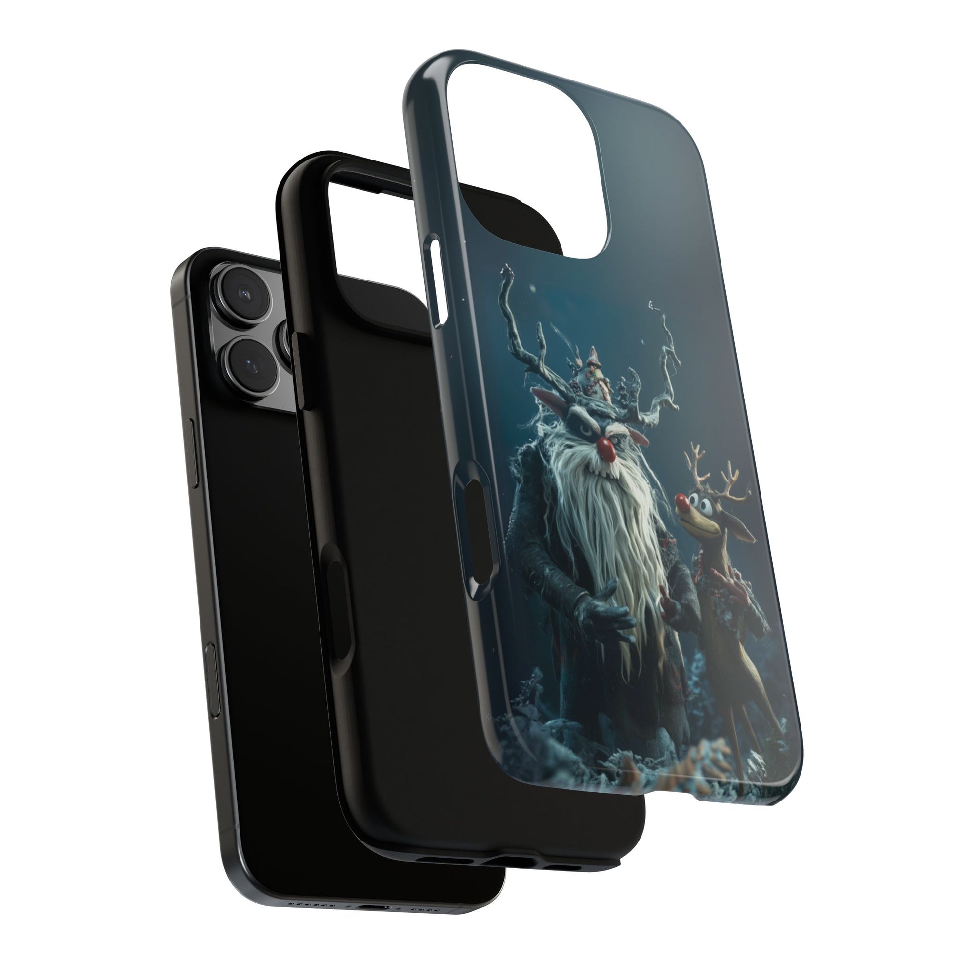 Christmas Rudolph Red Nose Reindeer Krampus Rankin Bass 3D Phone Case Festive Snowflakes iPhone 13 14 15 16 Pro Max Galaxy Pixel