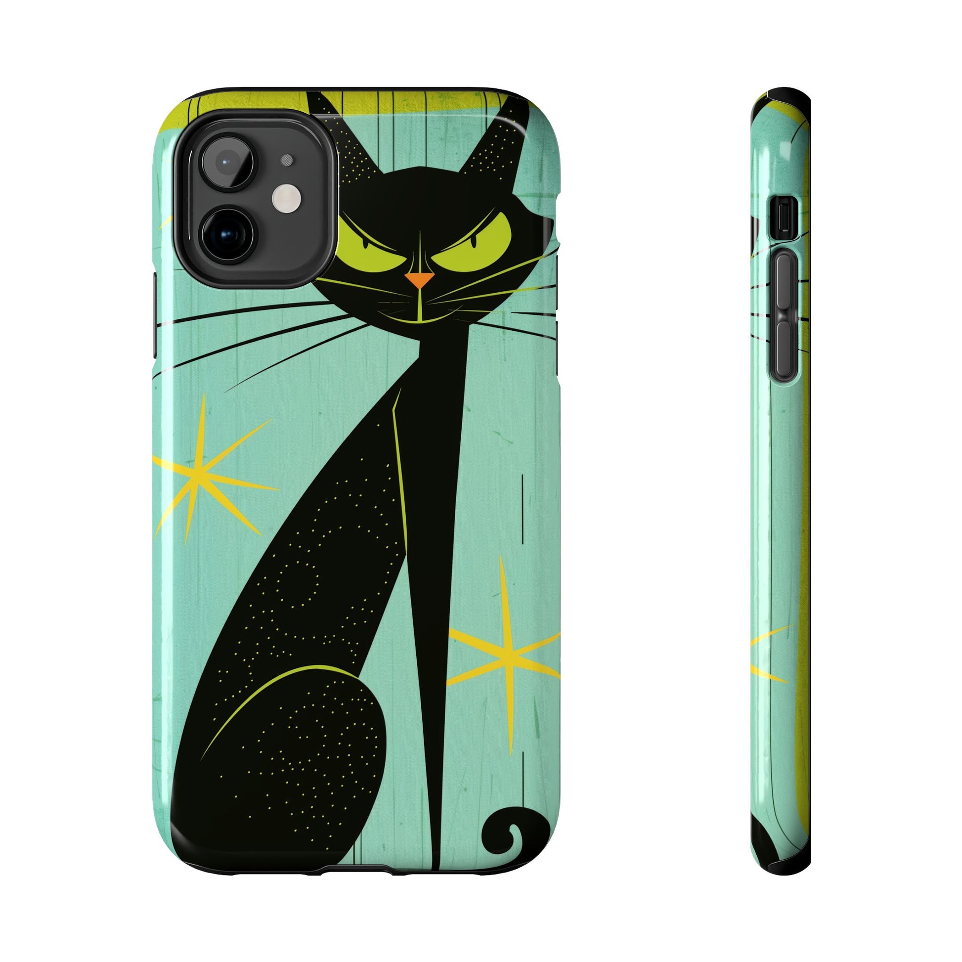 Mid-Century Modern Phone Case, Mid Mod iPhone Case, Atomic Cats iPhone Case, Retro Chic Smartphone Cover, Unique Artistic Phone Accessory