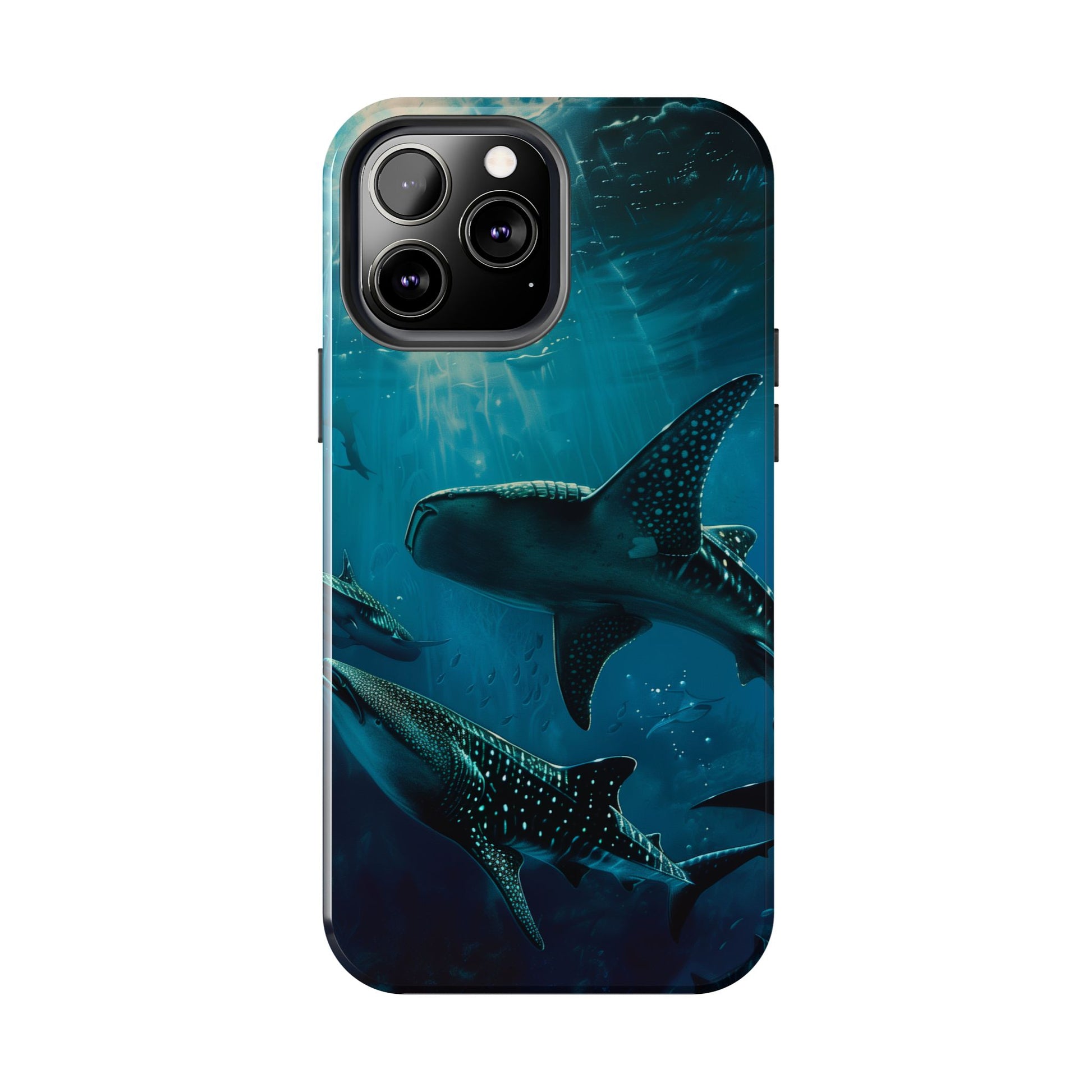 Tranquil Trio: Three Whale Sharks Tough Phone Case