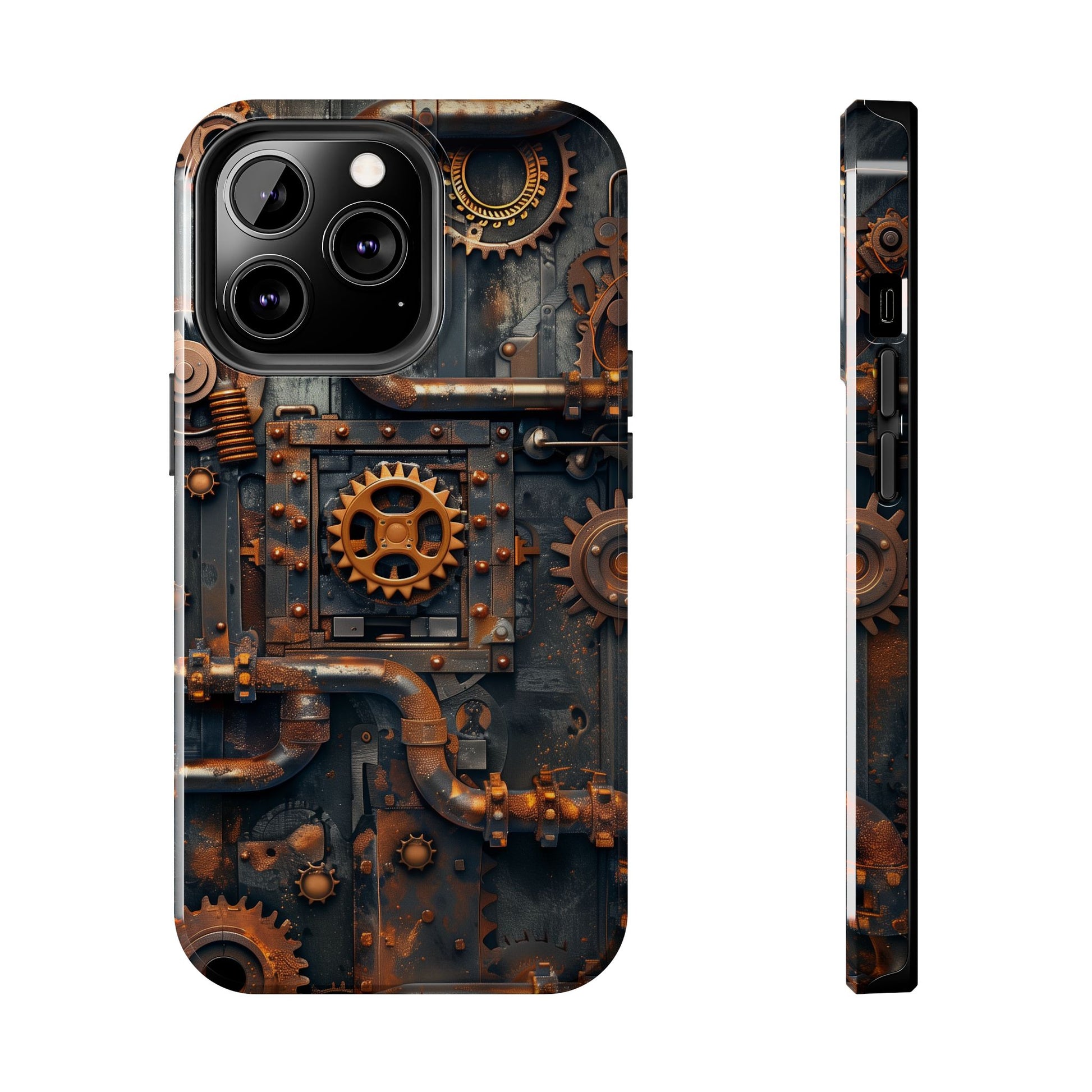 Steampunk Phone Case - Industrial Style Cover with Pipes and Cogs - Unique Steampunk Accessory for Your Phone