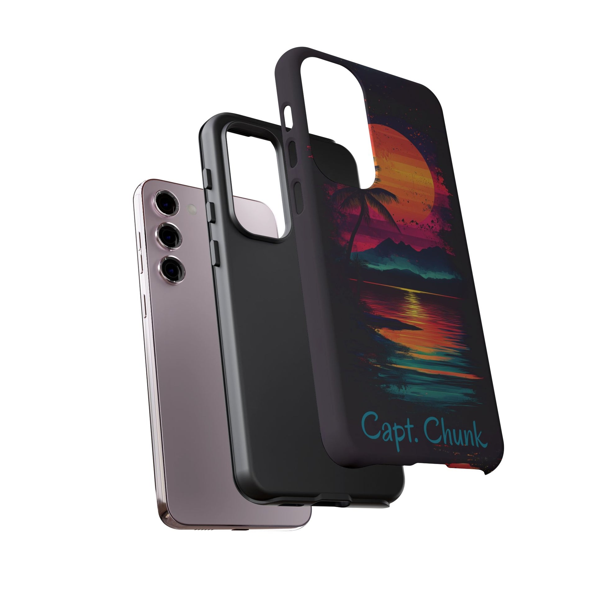 Custom Personalized Retro Palm Tree Sunset Phone Case iPhone 14 15 16 Pro Max Galaxy S24 Google Pixel Mountain Beach Fantasy Surfing Neon