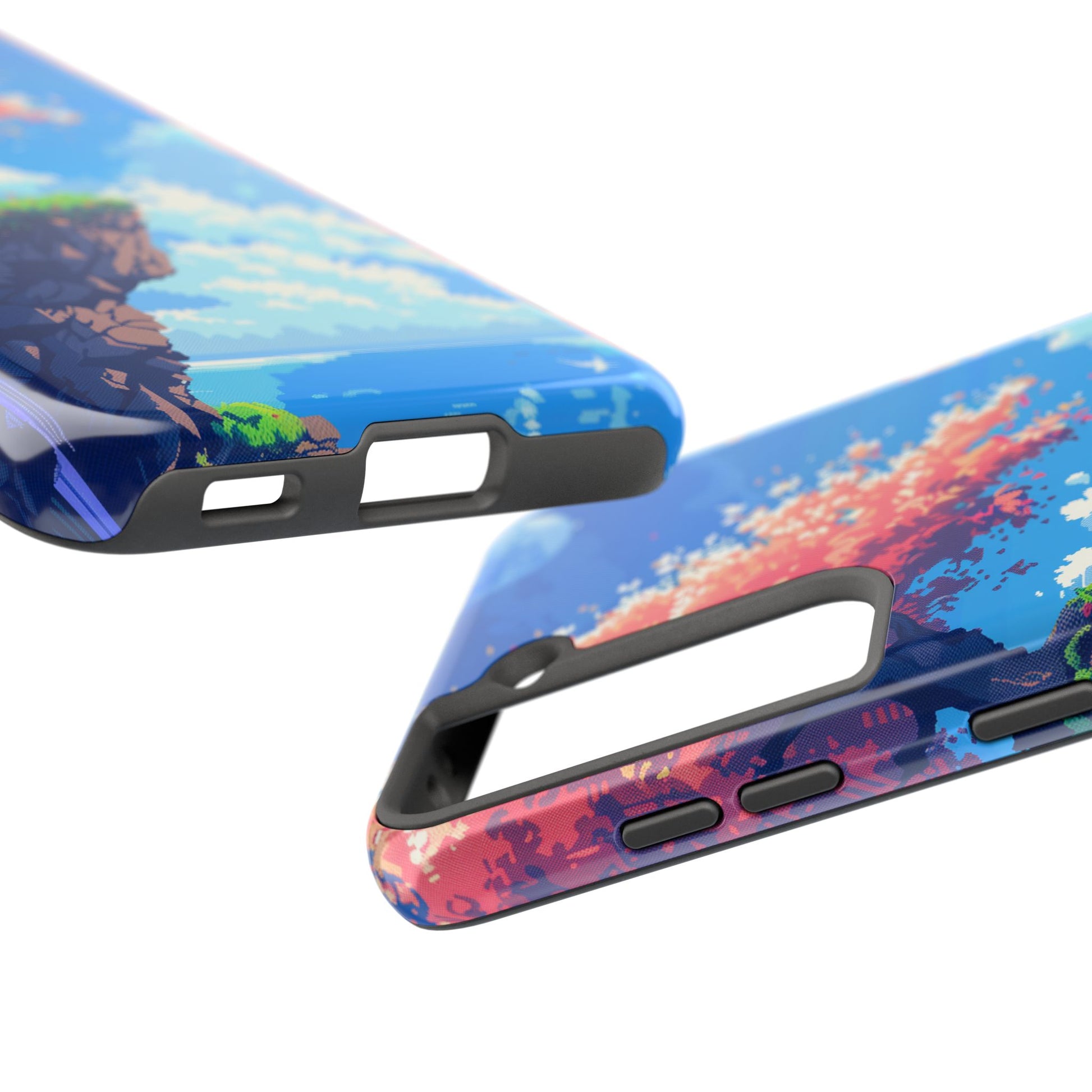 Pixel Art Video Game Landscapes Phone Case, Retro Gaming Pixelated Design, Geeky Gamer Phone Cover, Unique Video Game Art Accessories