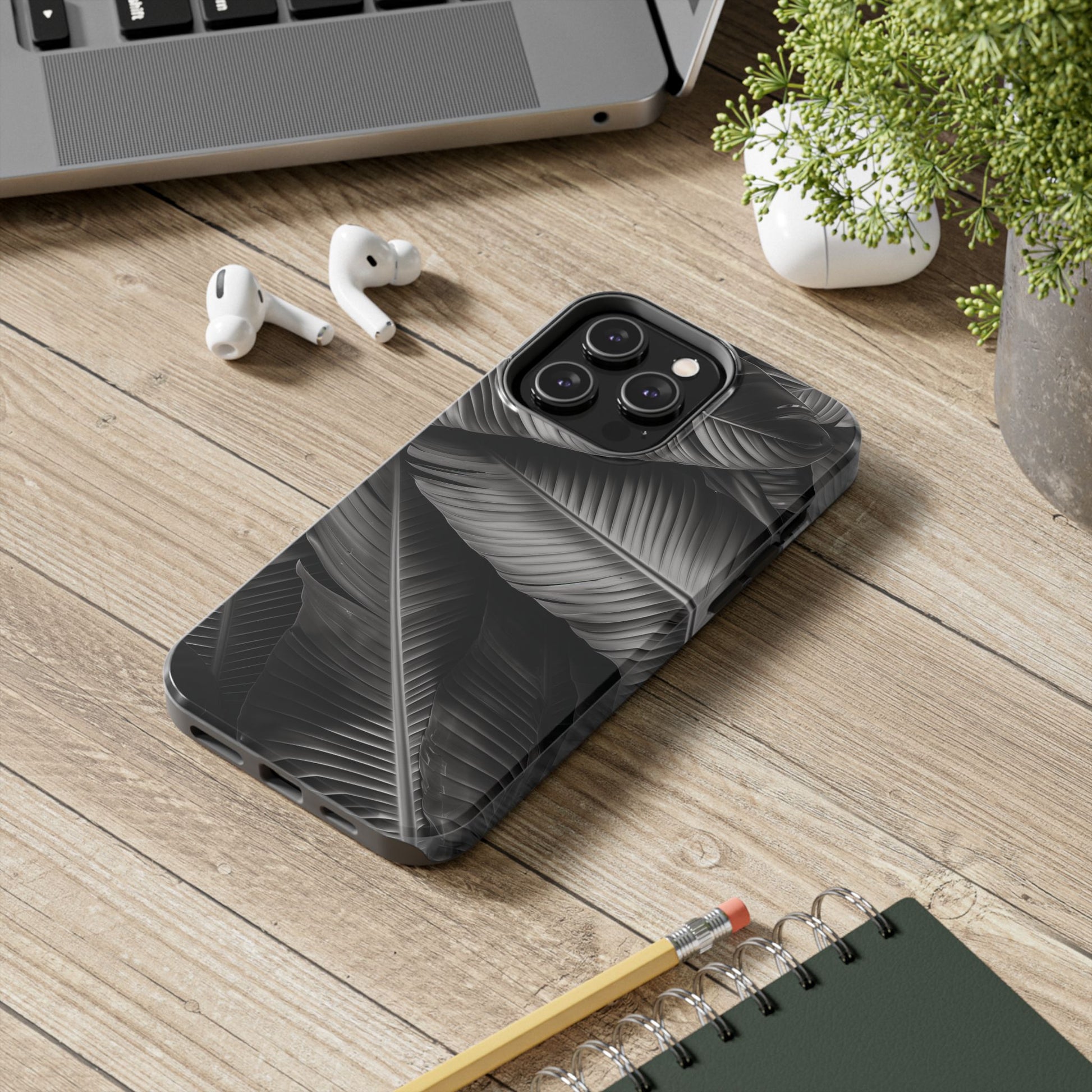 Custom Palm Leaf Phone Case, Palm Tree Phone Case, Tropical Leaf Design, Summer iPhone Cover, Black and White iPhone Case, iPhone 15 Pro Max