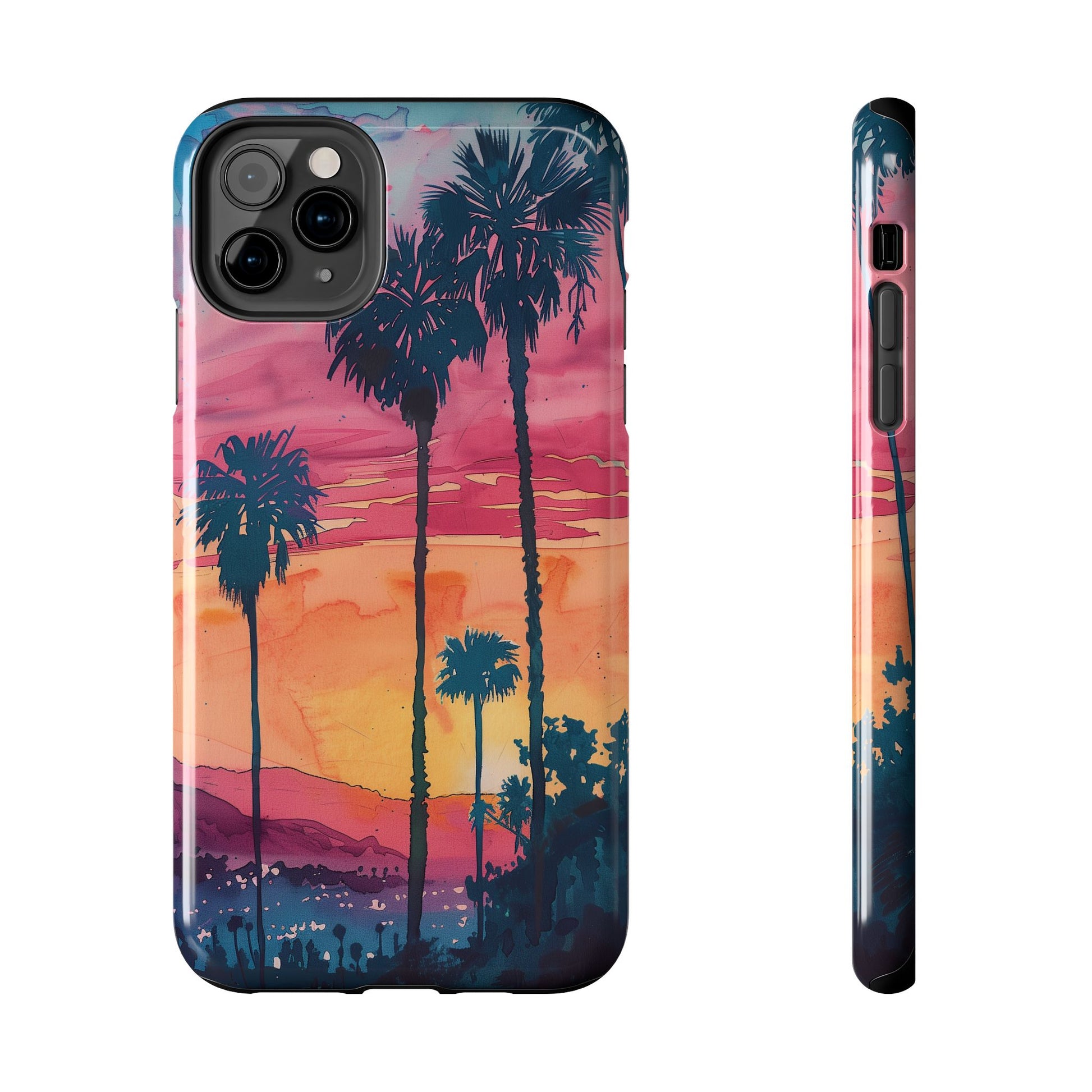 Los Angeles Sunset iPhone Case, Golden Hour Scenic View, Hollywood Hills Sunset Phone Case, Palm Trees Phone Case, iphone 15 pro max case
