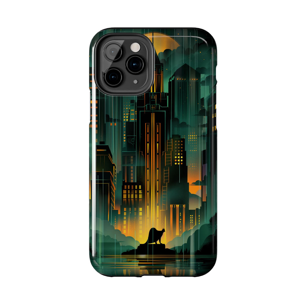Nighttime Batman Phone Case - Gotham Art Deco Style - Noir Inspired Phone Cover - Dark Knight Accessory