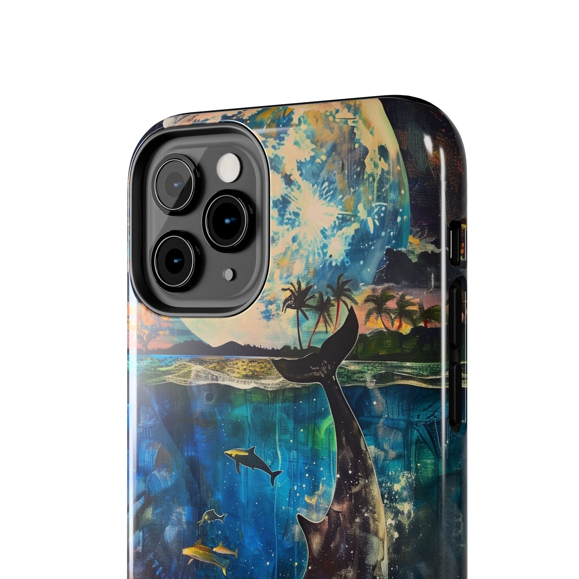 Abstract Moonlit Whale Underwater Phone Case - Durable and Stunning Protective Cover