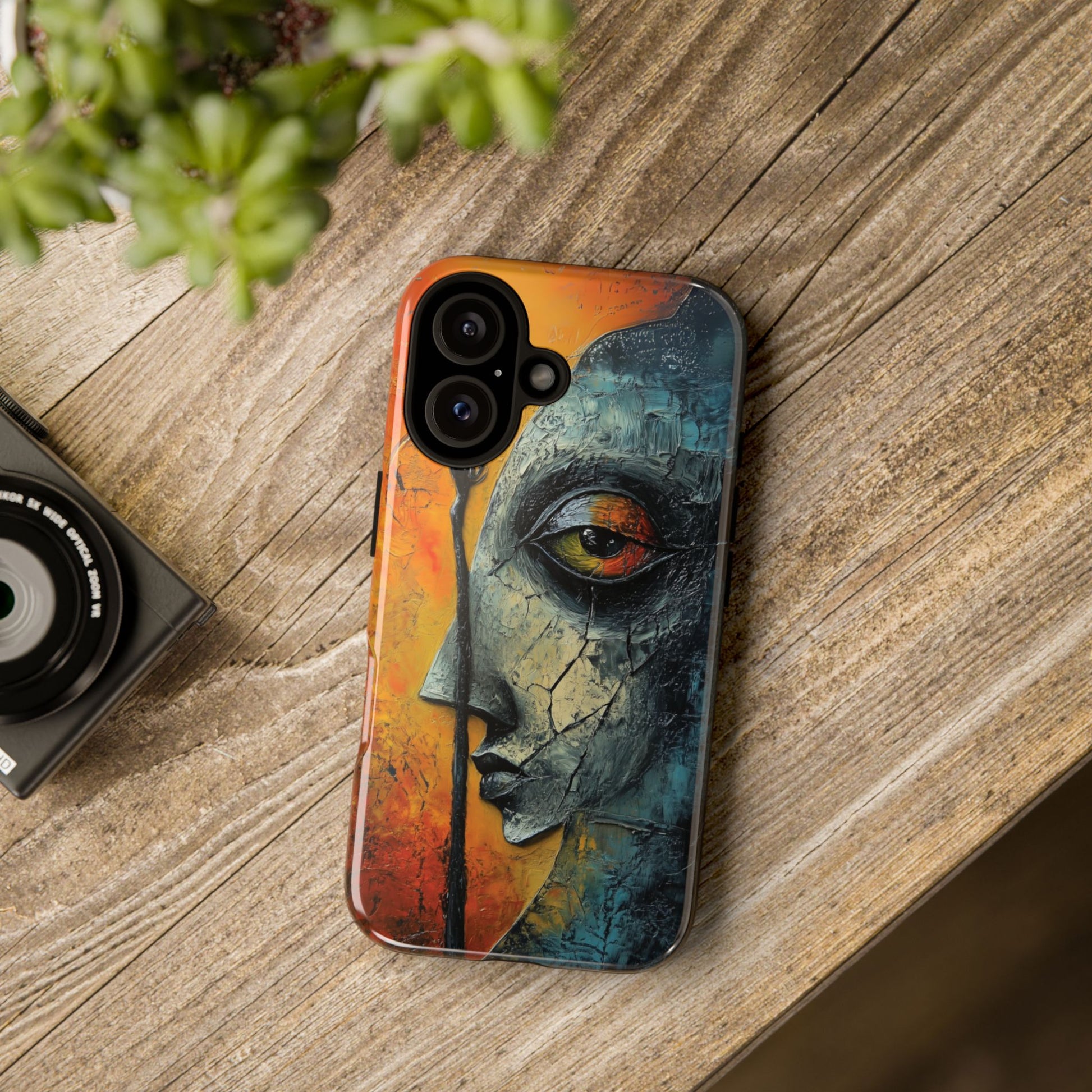Surrealist Art Phone Case Salvador Dali Style Face Tough Case Unique Artistic 3D Textured Look Surrealism Gift Art iPhone 13 14 15 16