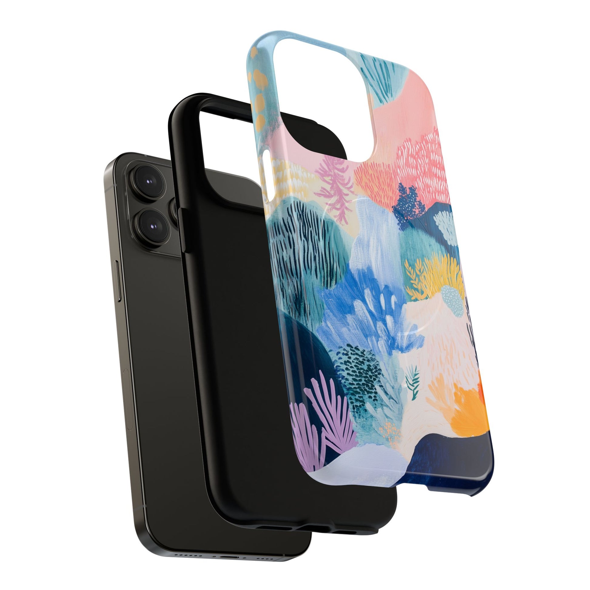 Cottagecore Coral Reef Pastel Abstract Art Magsafe Field Landscape  Floral Nature Hand Painted Artistic iPhone 14 15 16 Pro Max Plus