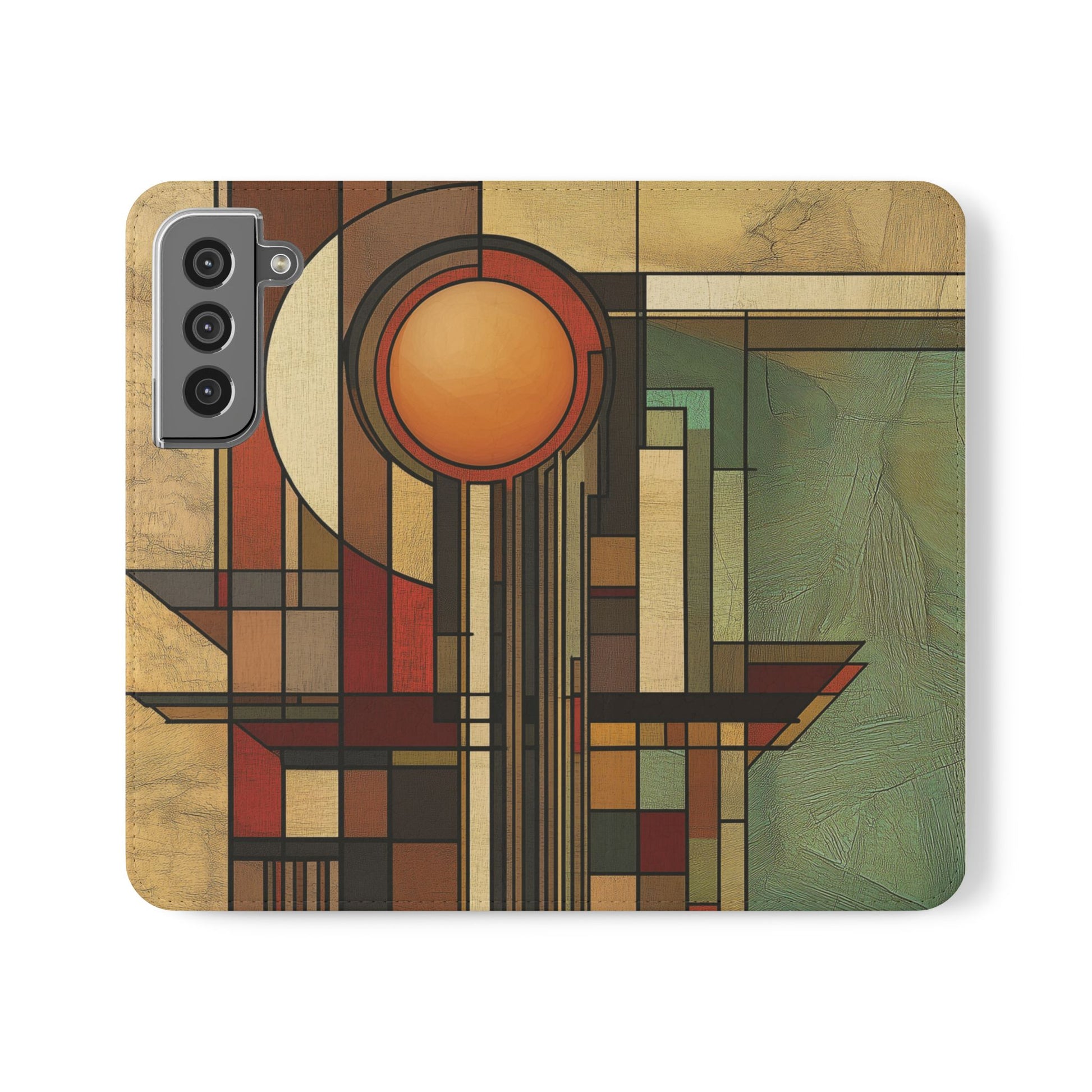 Art Deco Flip Case Frank Lloyd Prairie Style Stained Glass Wright, Phone Covers, Colorful Protective Accessories, Unique