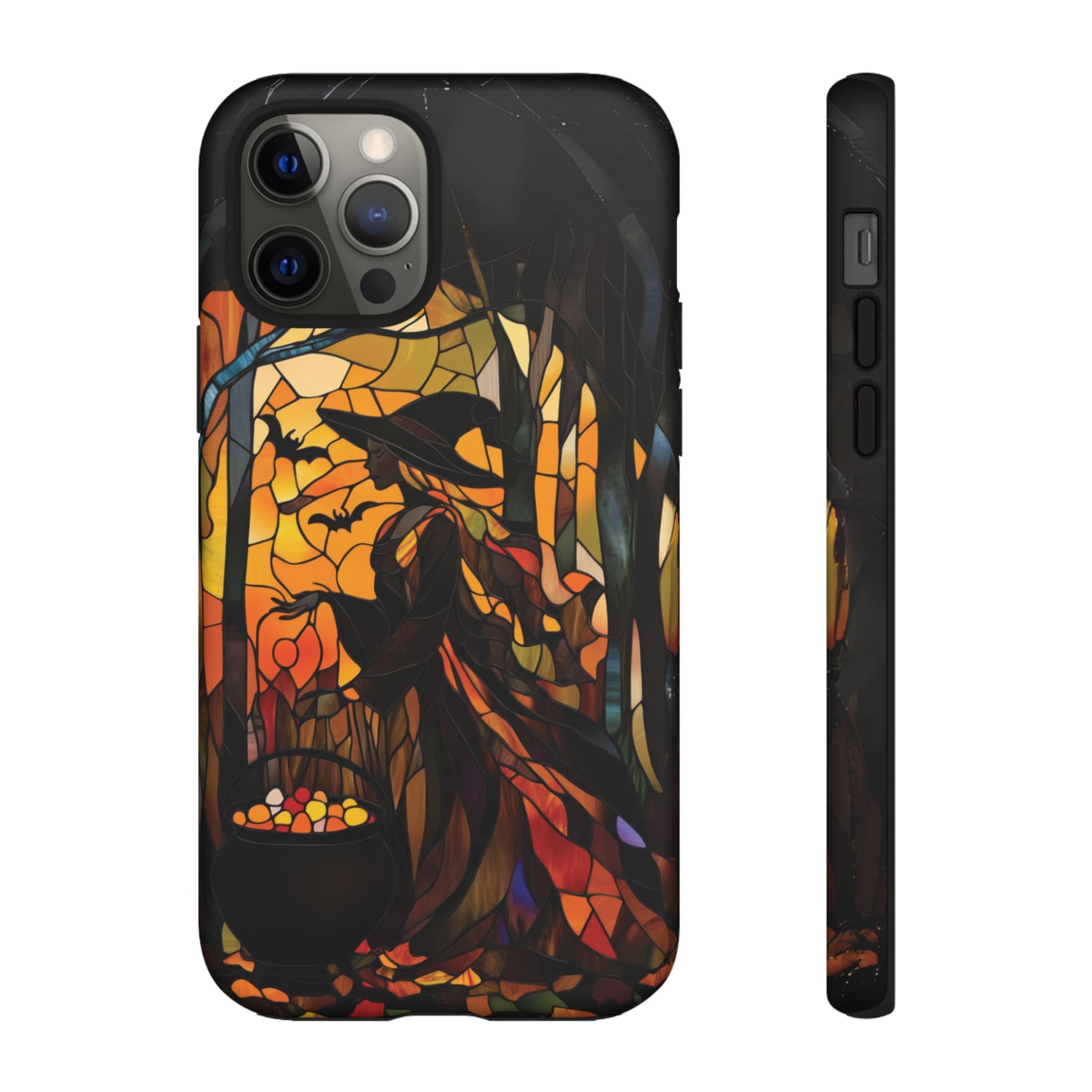 Dark Academia Halloween Witch Stained Glass Style