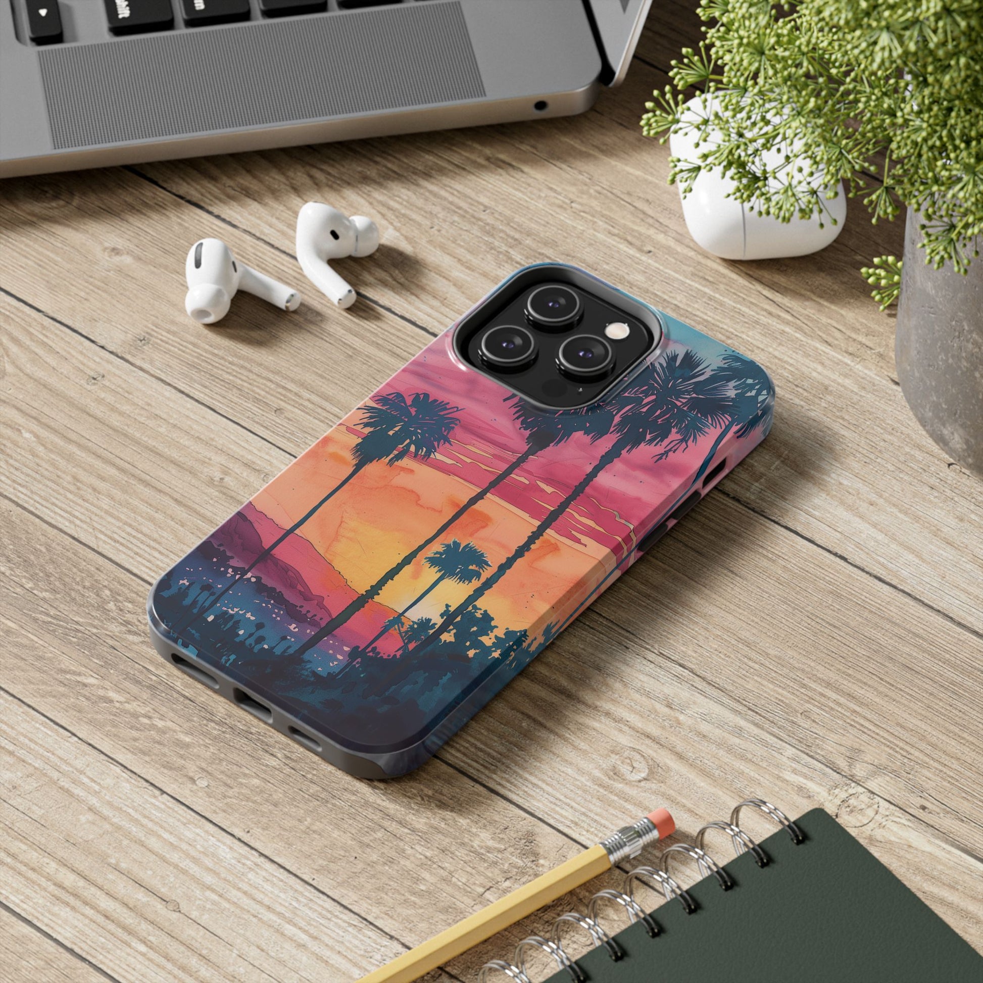 Los Angeles Sunset iPhone Case, Golden Hour Scenic View, Hollywood Hills Sunset Phone Case, Palm Trees Phone Case, iphone 15 pro max case