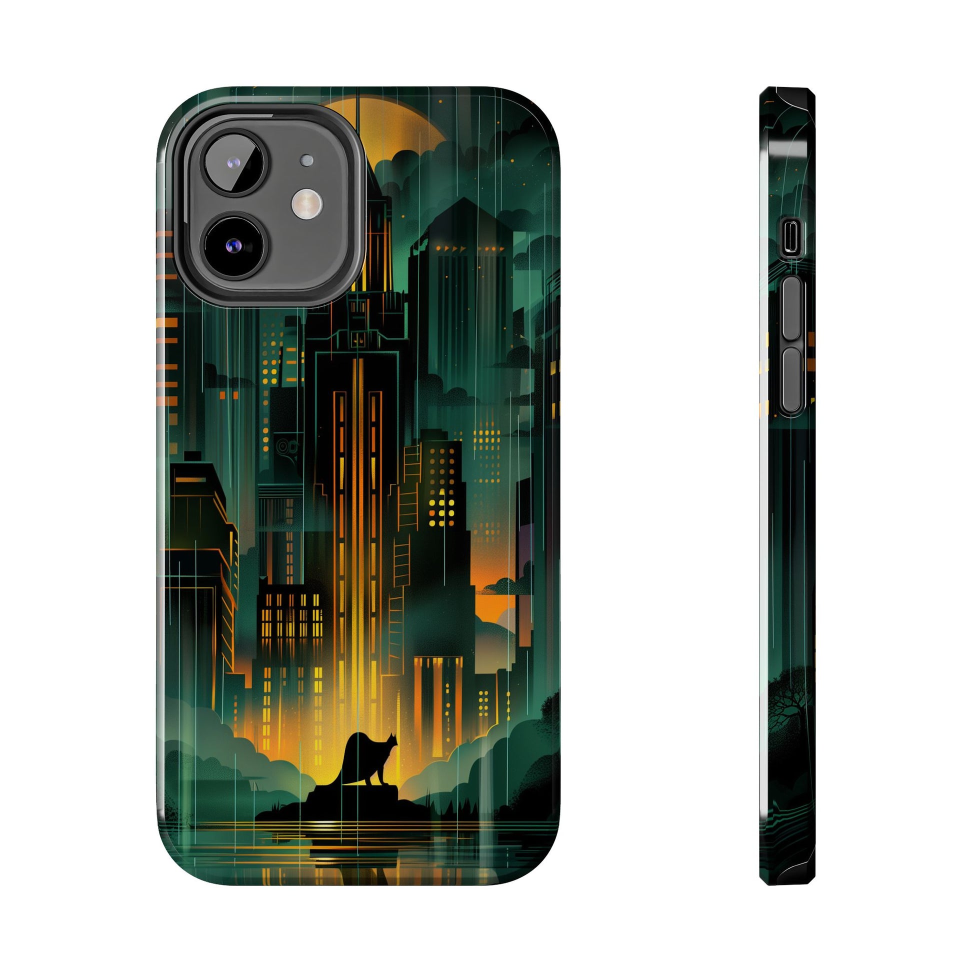 Nighttime Batman Phone Case - Gotham Art Deco Style - Noir Inspired Phone Cover - Dark Knight Accessory