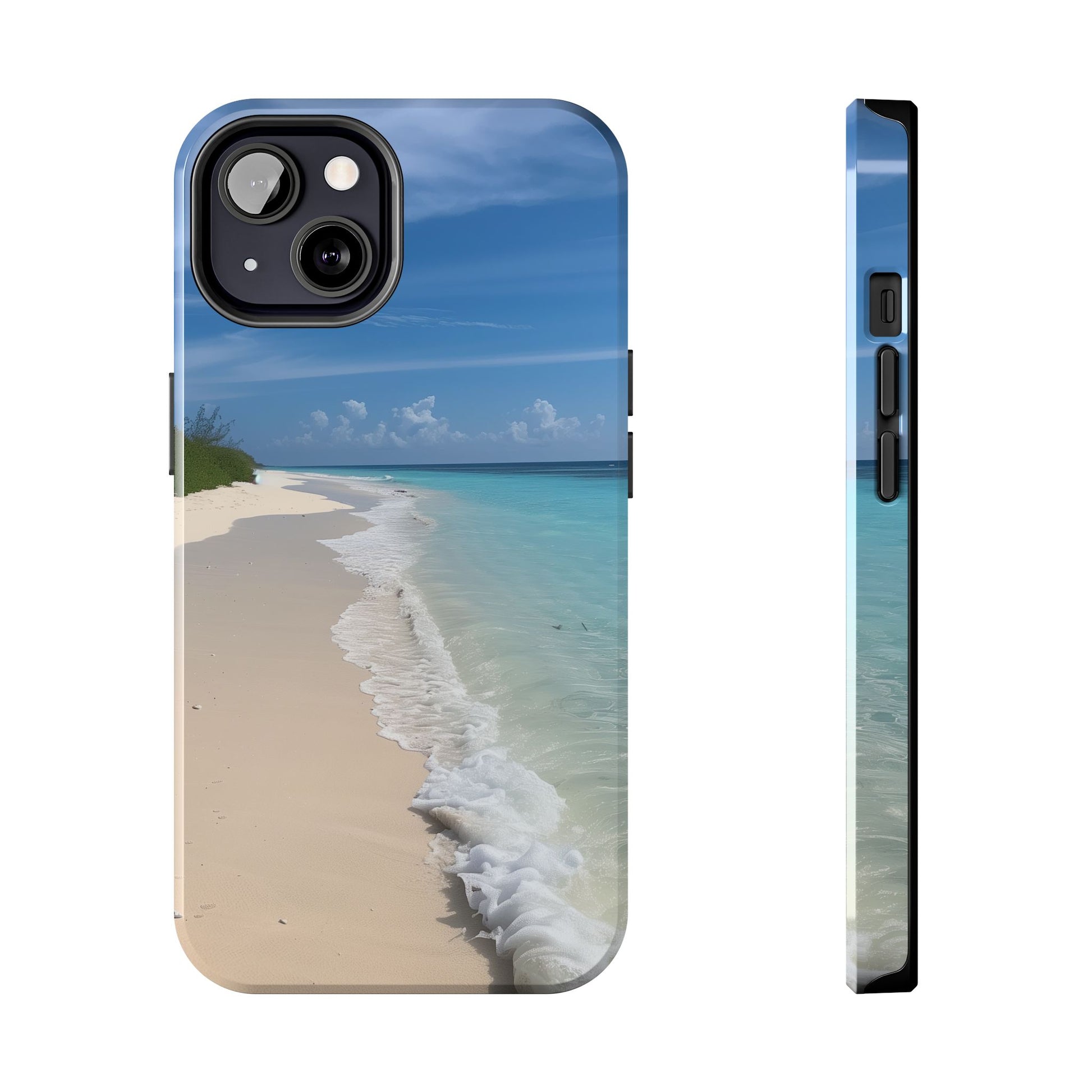 Ocean Beach Scene Phone Case White Sand Turquoise Water iPhone 13 14 15 16 Pro Max Plus Samsung Galaxy S23 Sunset Sunshine Oceanfront Cruise