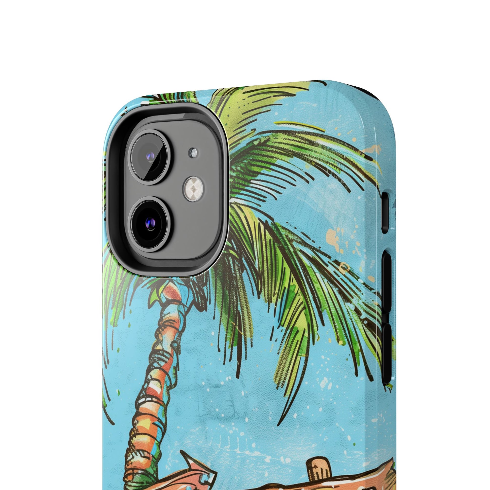 Durable Phone Case with Beach Scene and Palm Tree - Tropical Paradise Protective Cover