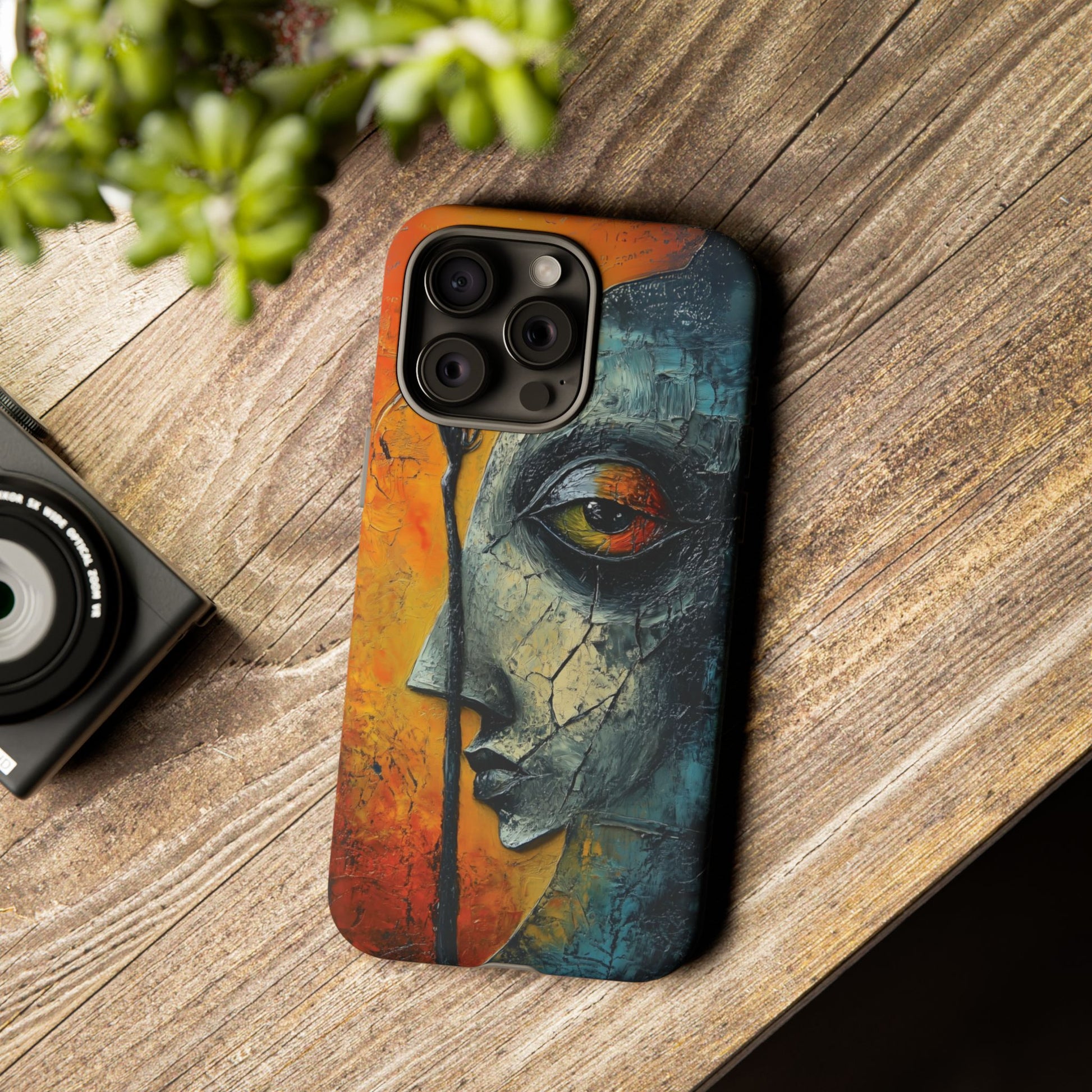 Surrealist Art Phone Case Salvador Dali Style Face Tough Case Unique Artistic 3D Textured Look Surrealism Gift Art iPhone 13 14 15 16