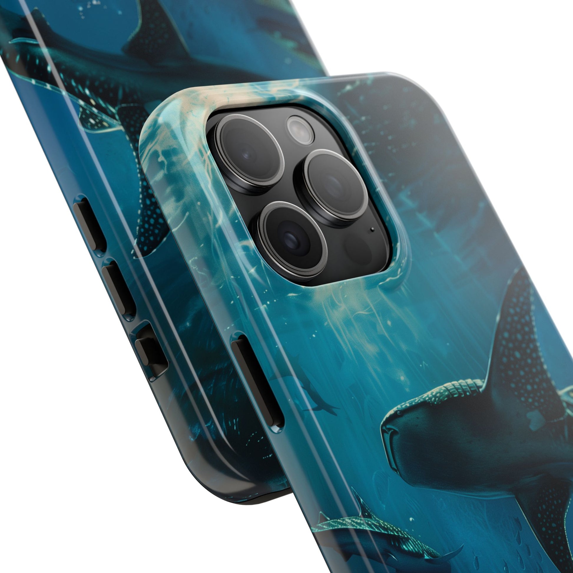 Tranquil Trio: Three Whale Sharks Tough Phone Case