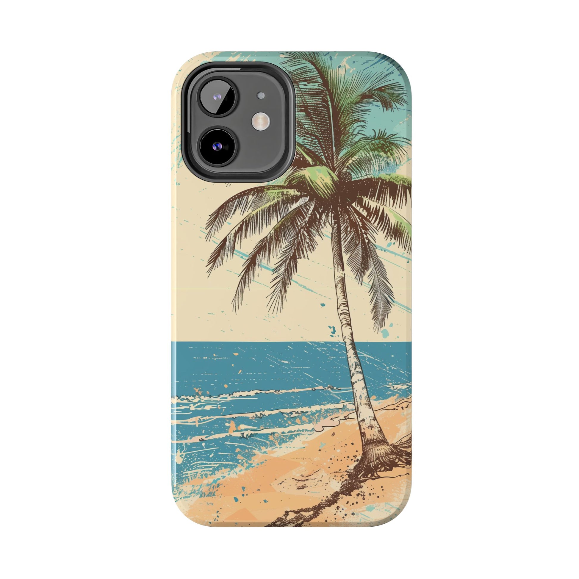 Retro Beach Scene Phone Case, Vintage Tropical Ocean iPhone Case, Summer Beach Phone Cover for iPhone, iphone 15 pro max